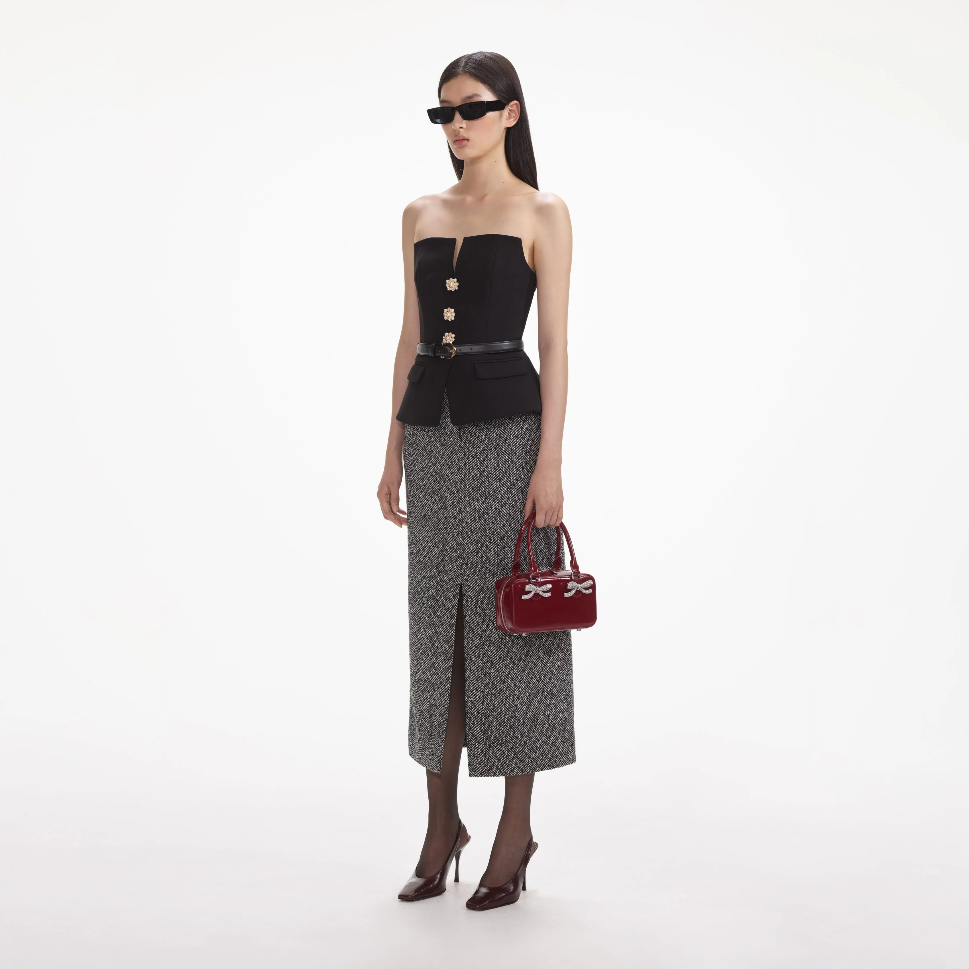 Black Crepe Bandeau Top - Image 2