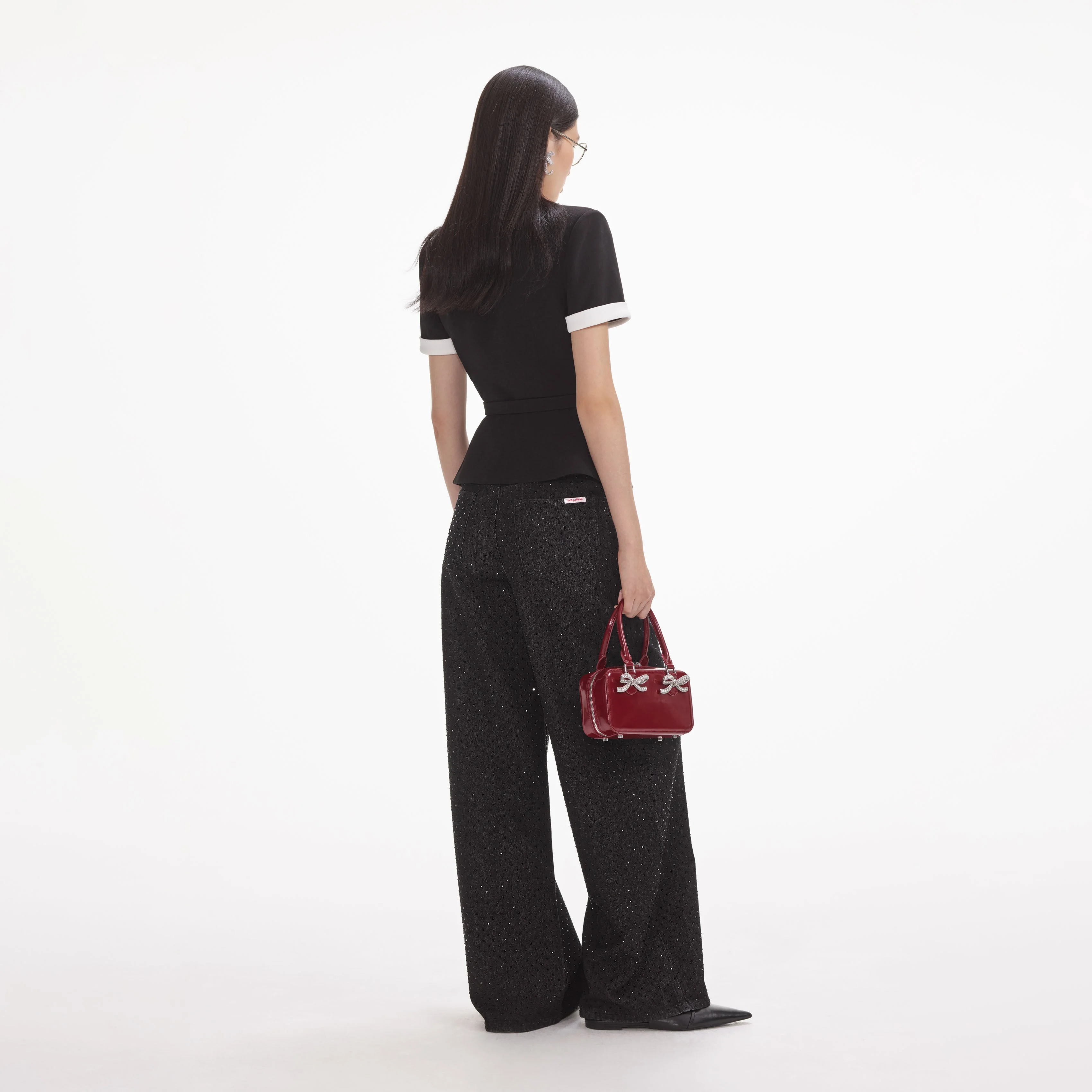 Black Crepe Contrast Top - Image 3
