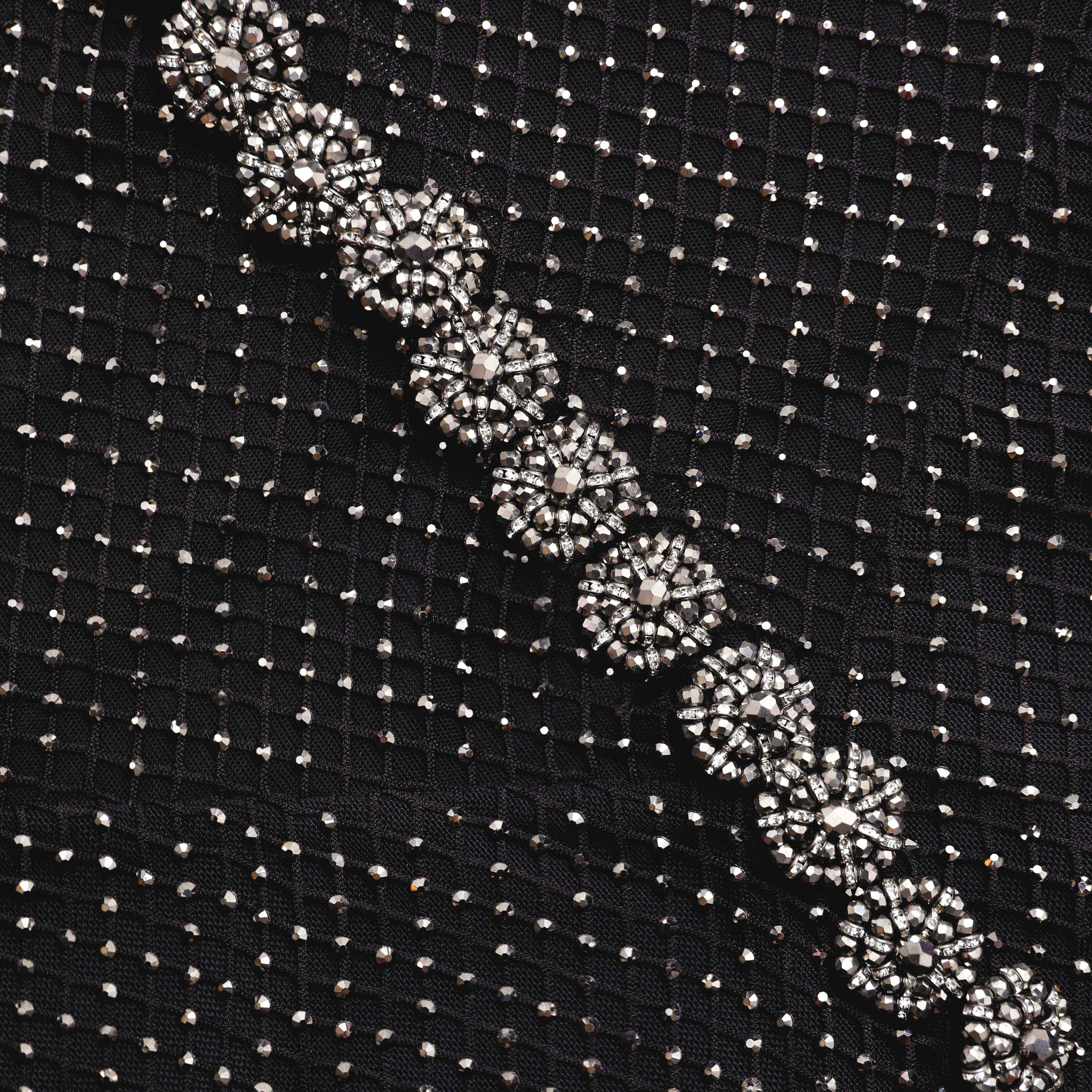 Black Rhinestone Fishnet Crossover Midi Dress - Image 5