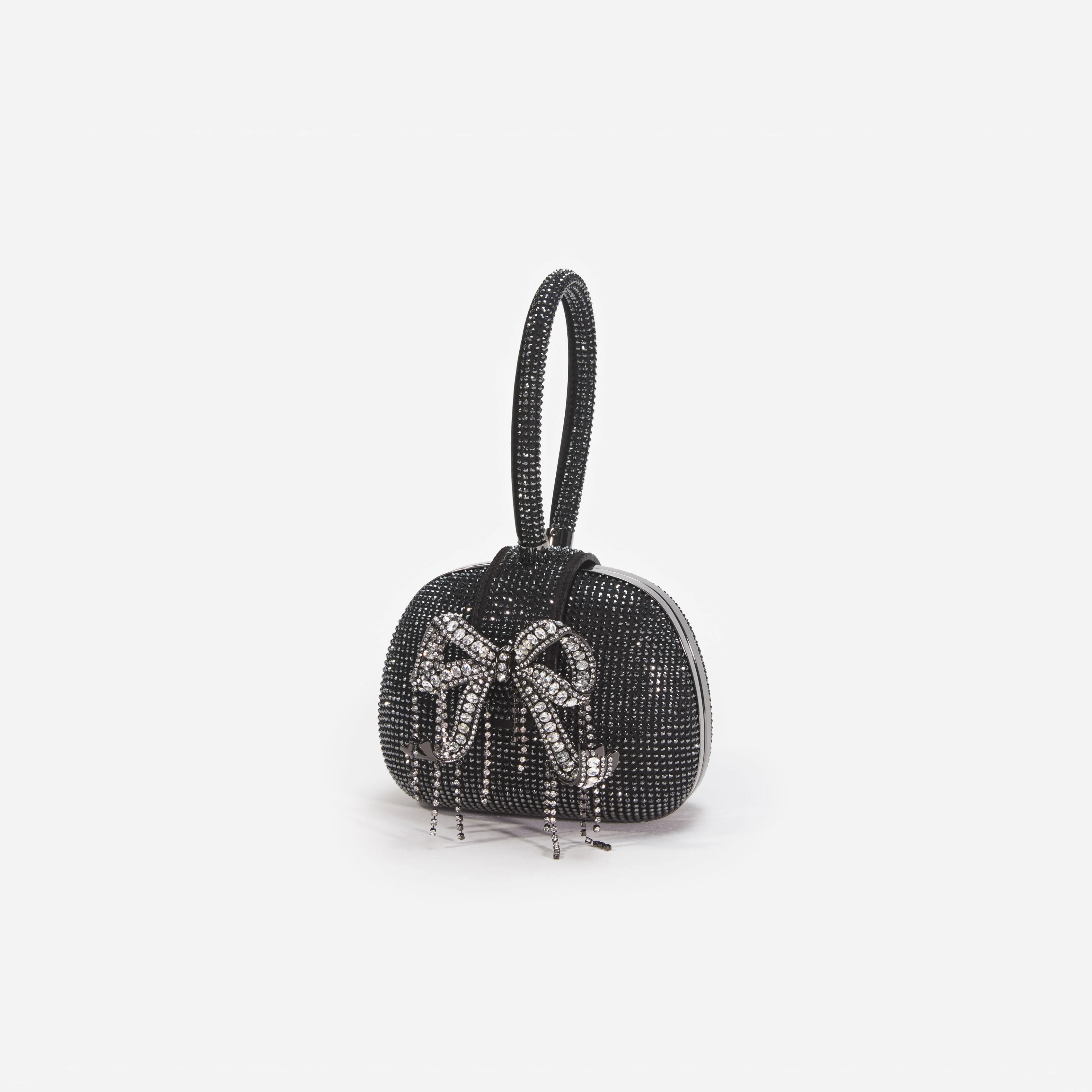 Black Rhinestone Top Handle Clutch Bag - Image 2