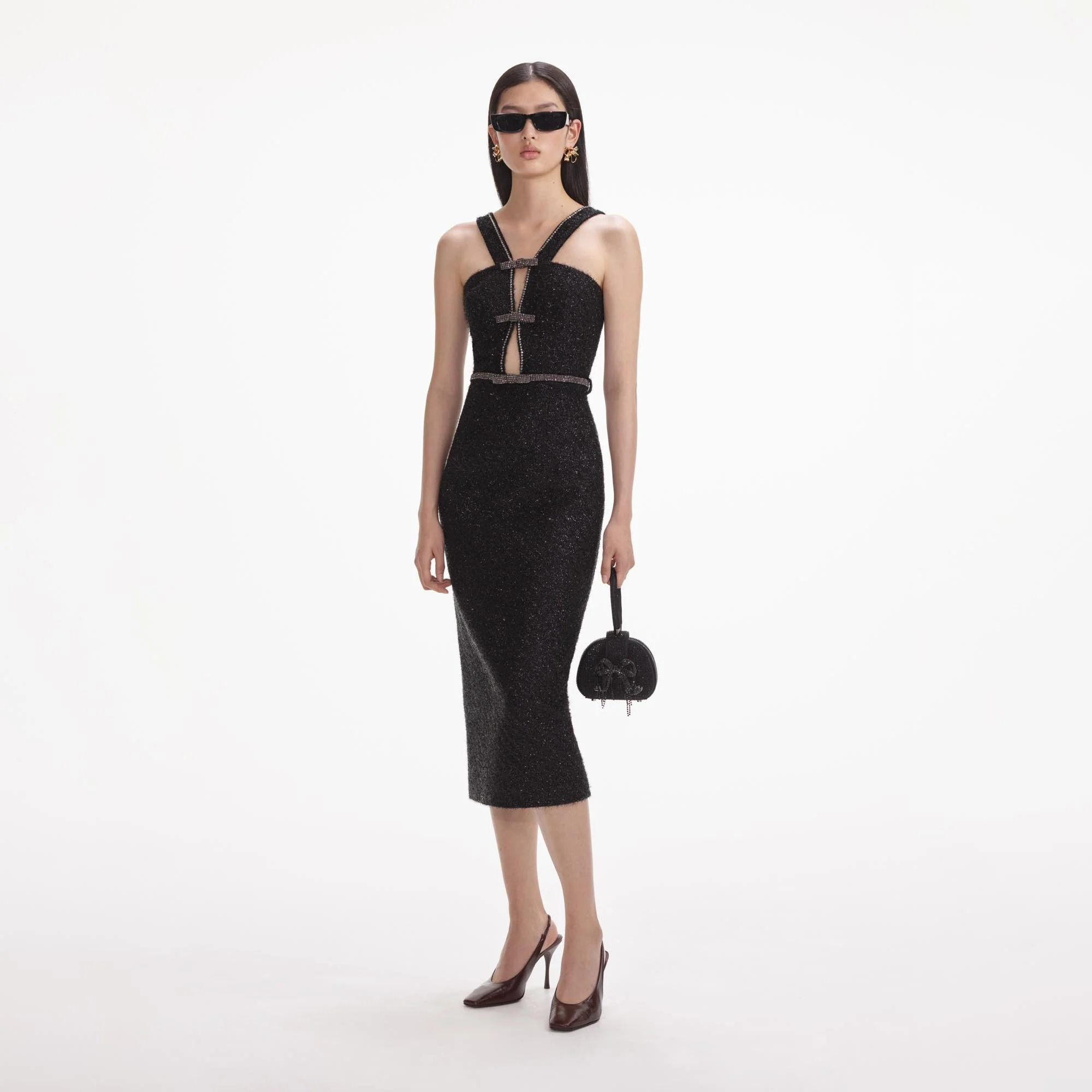 Black Rhinestone Top Handle Micro Bag - Image 5
