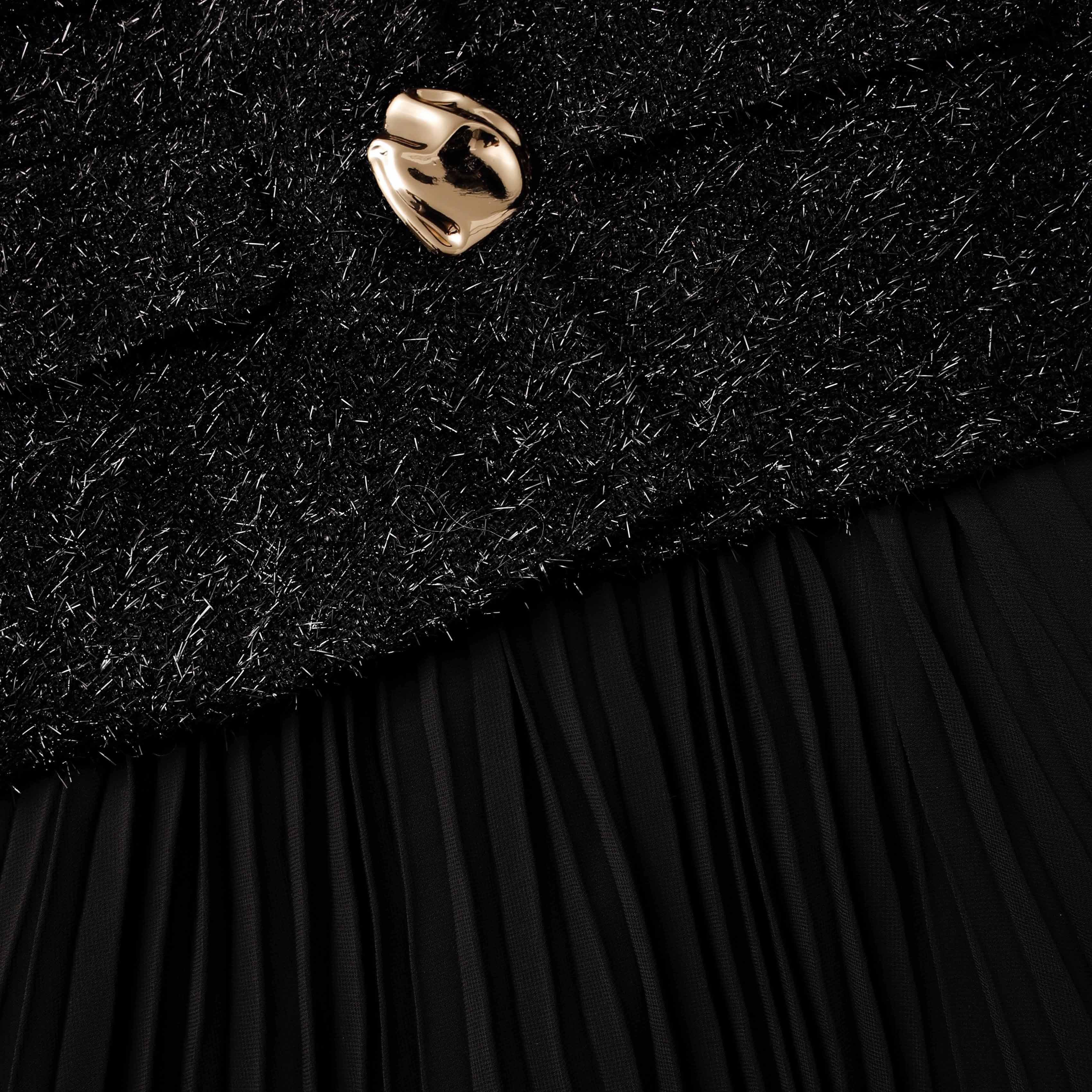 Black Tinsel Boucle Chiffon Midi Dress - Image 5