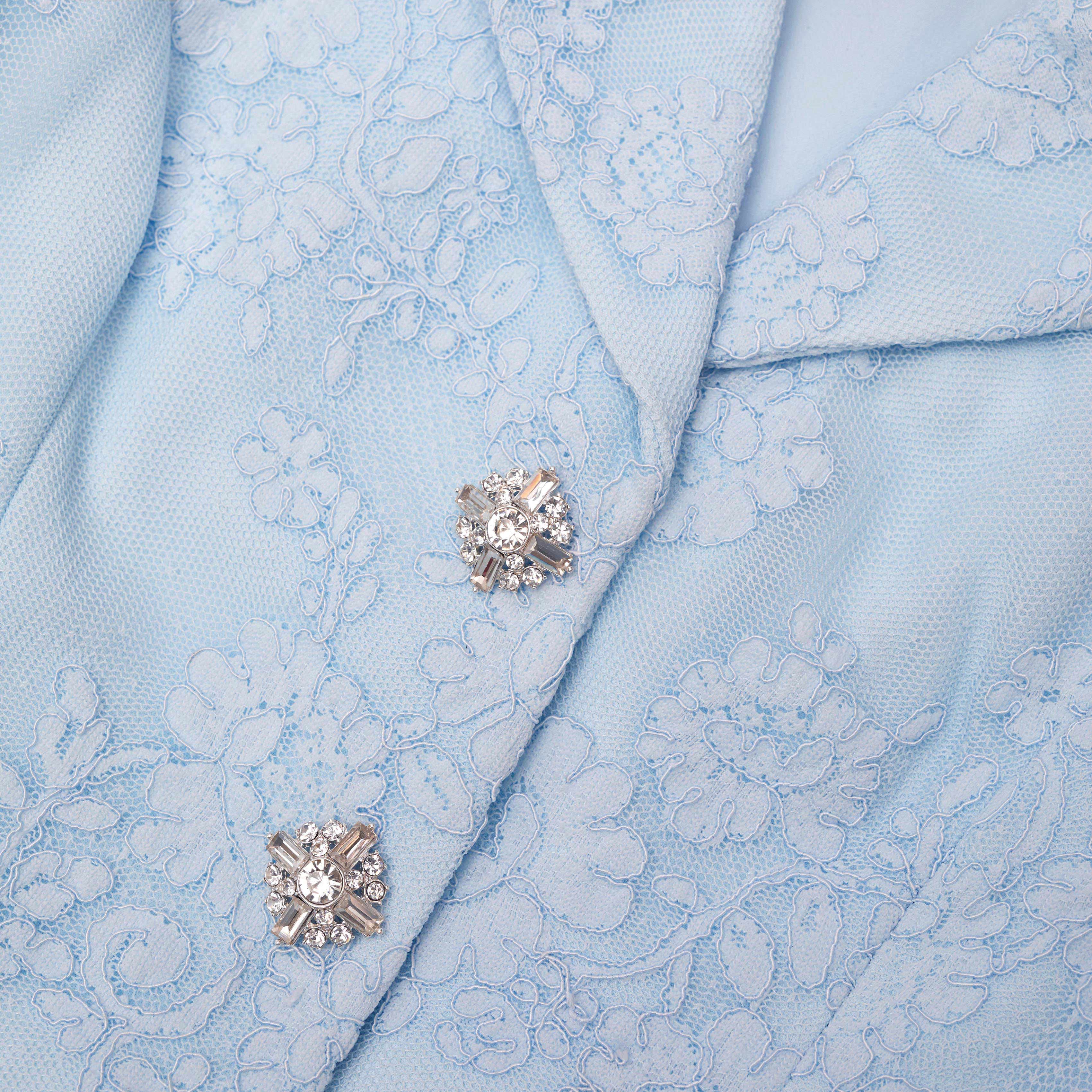 Blue Lace Tailored Midi Dress - Image 5