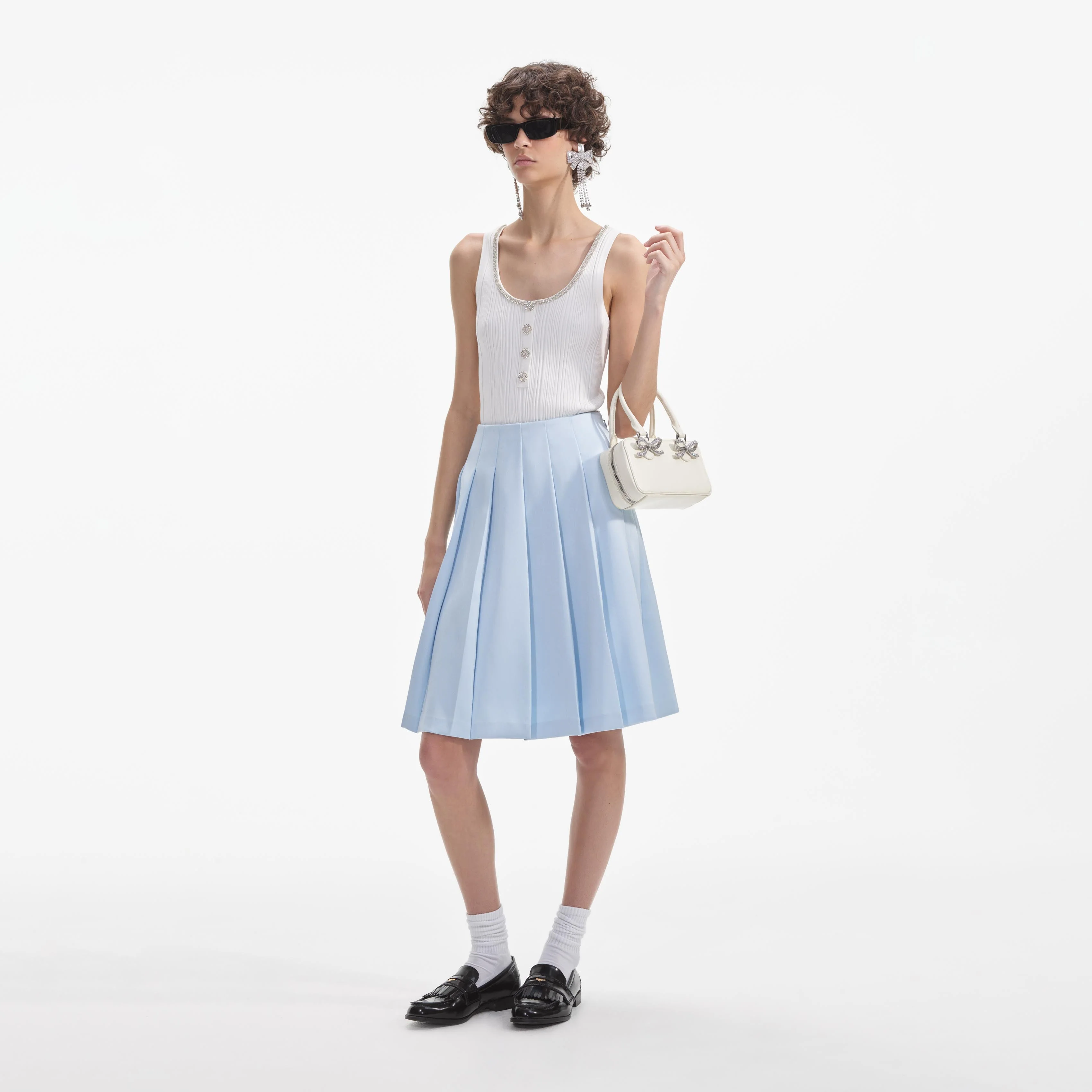 Blue Satin Midi Skirt - Image 2