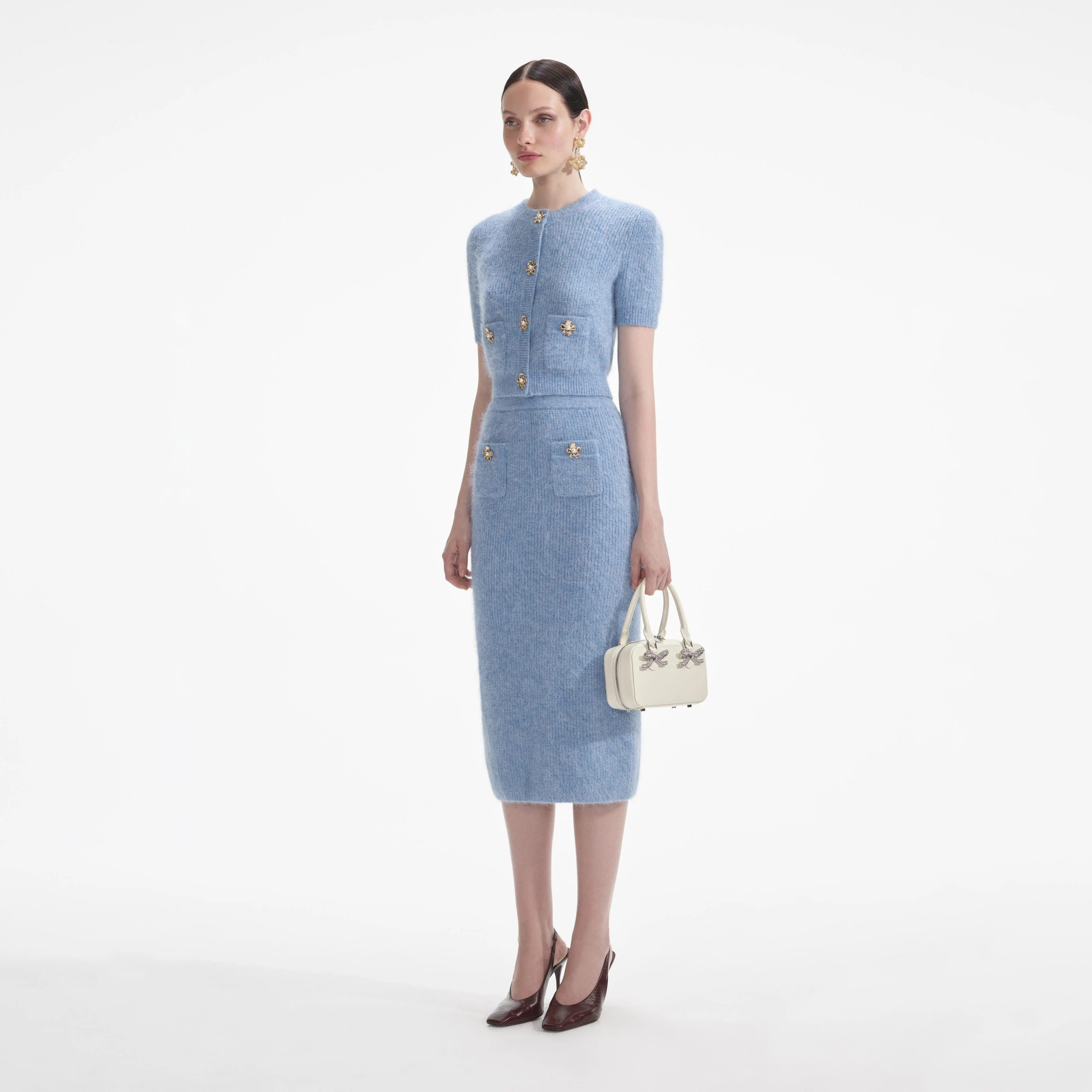 Blue Soft Knit Midi Skirt - Image 2