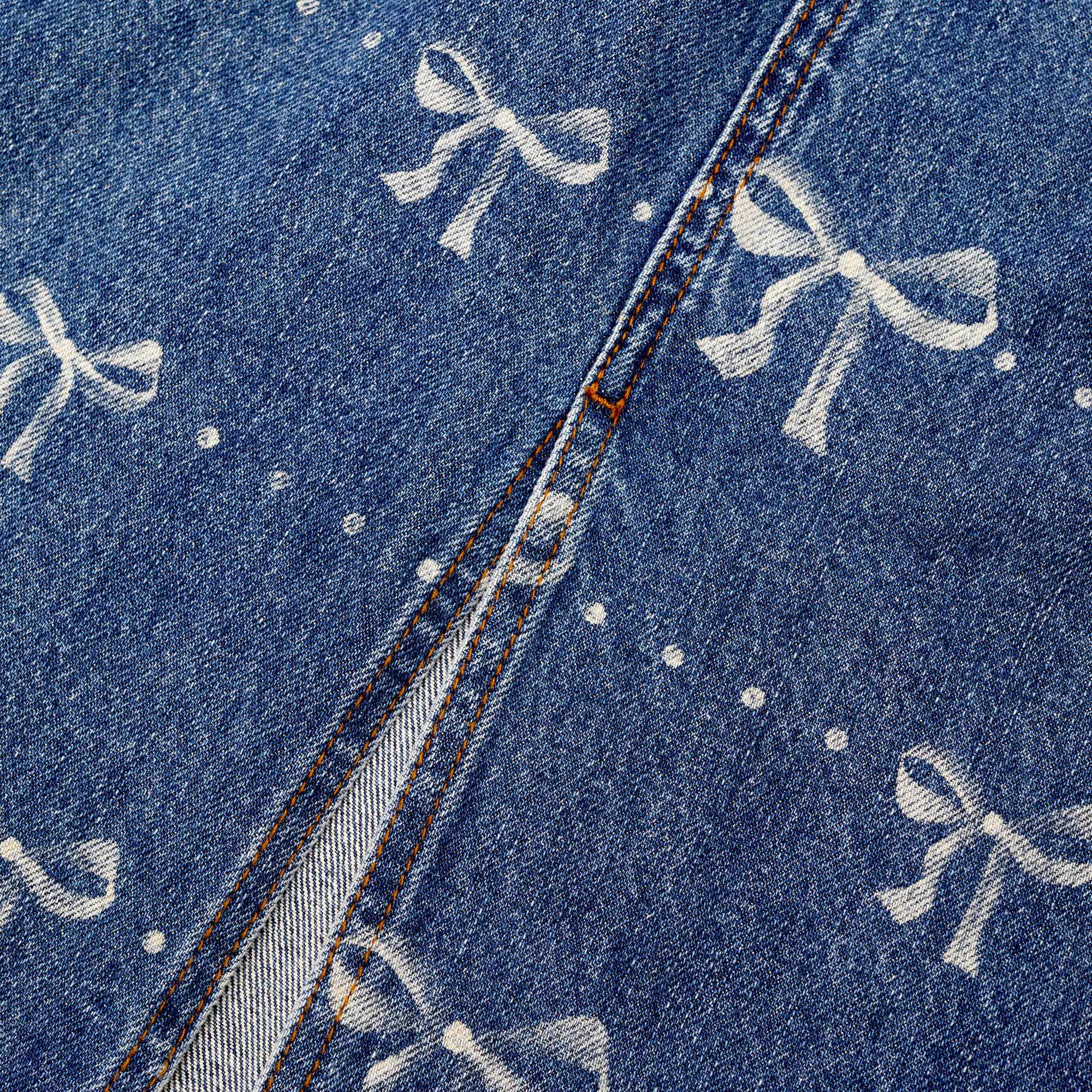 Bow Print Denim Midi Skirt - Image 5