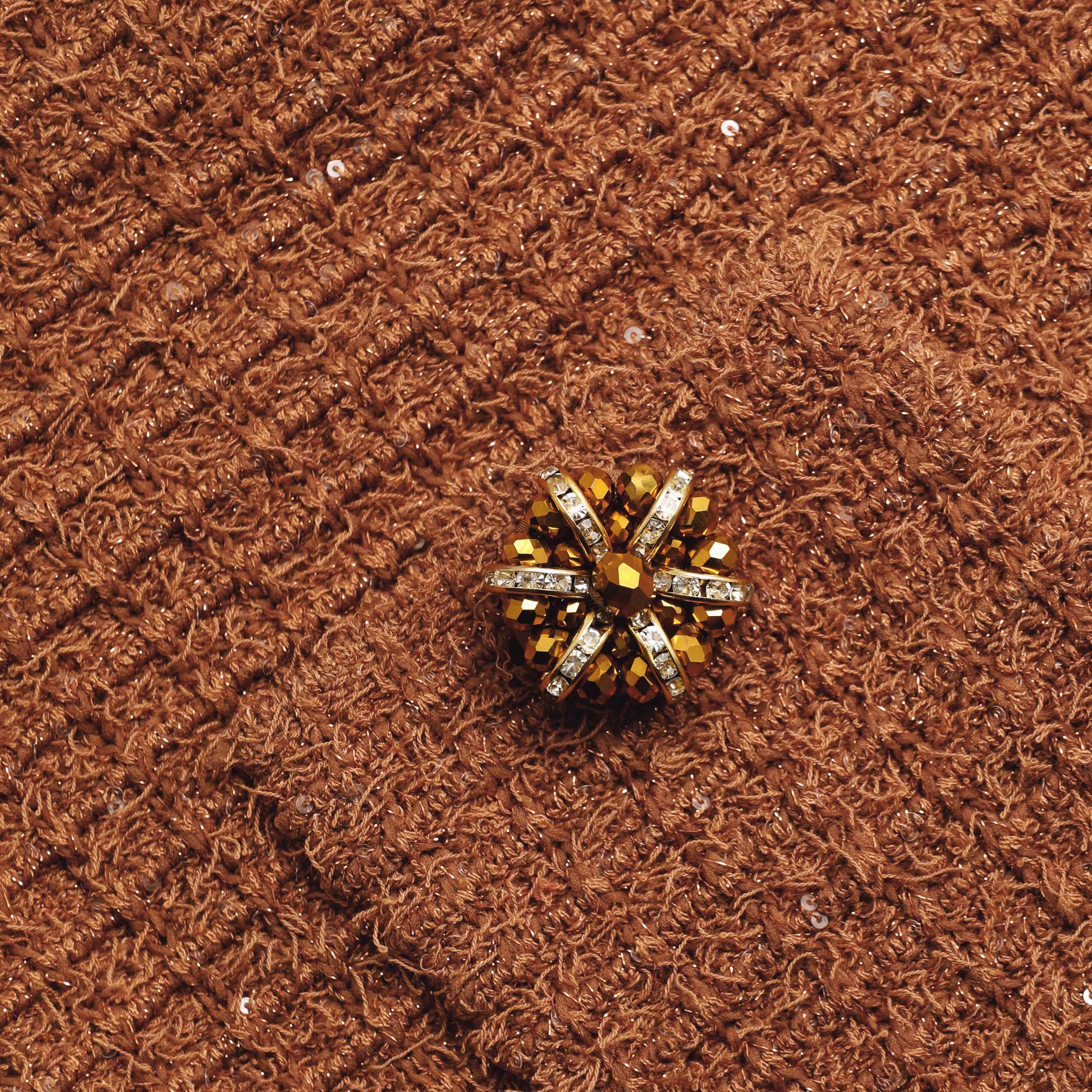 Brown Textured Knit Mini Skirt - Image 5