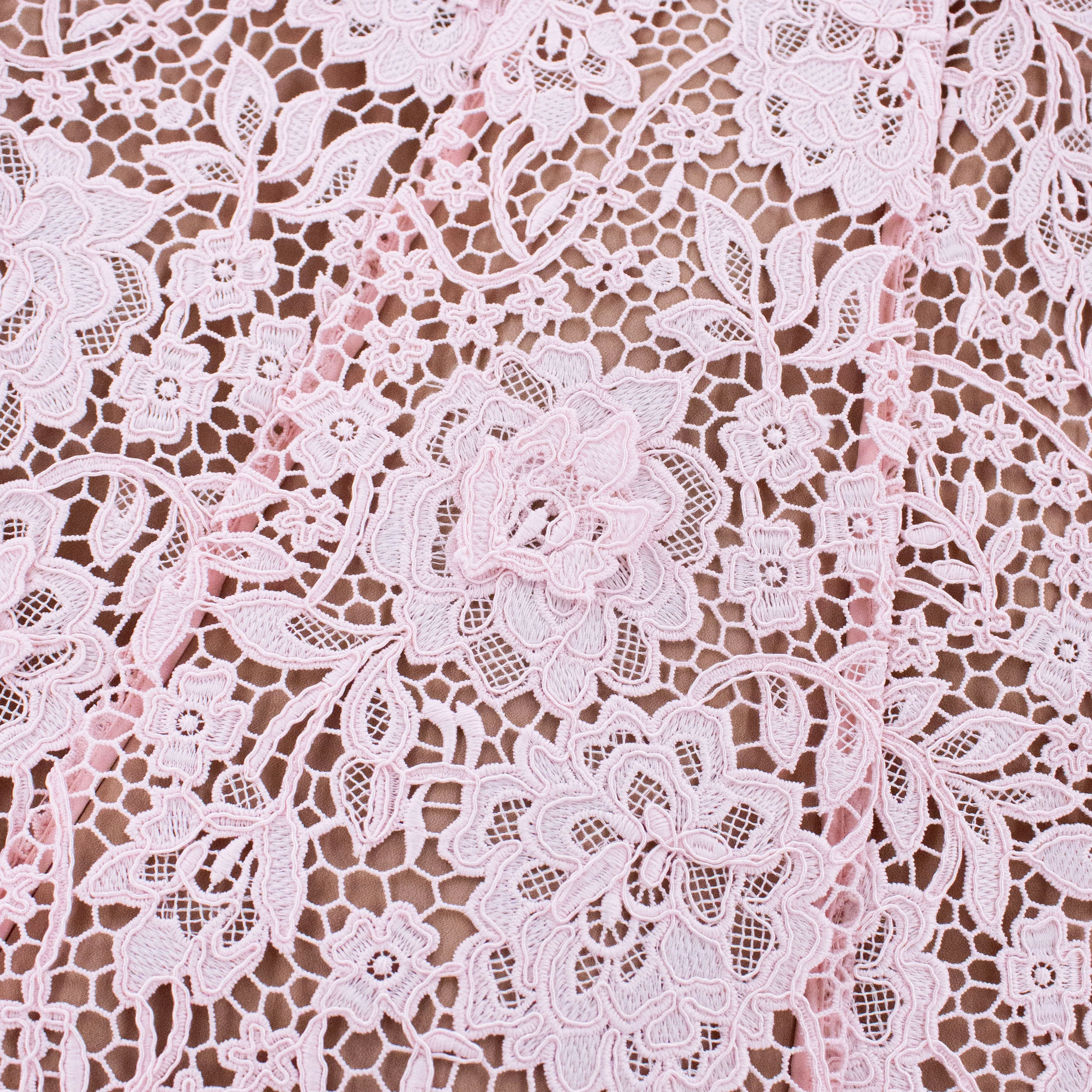 Pink Flower Lace Midi Dress - Image 5