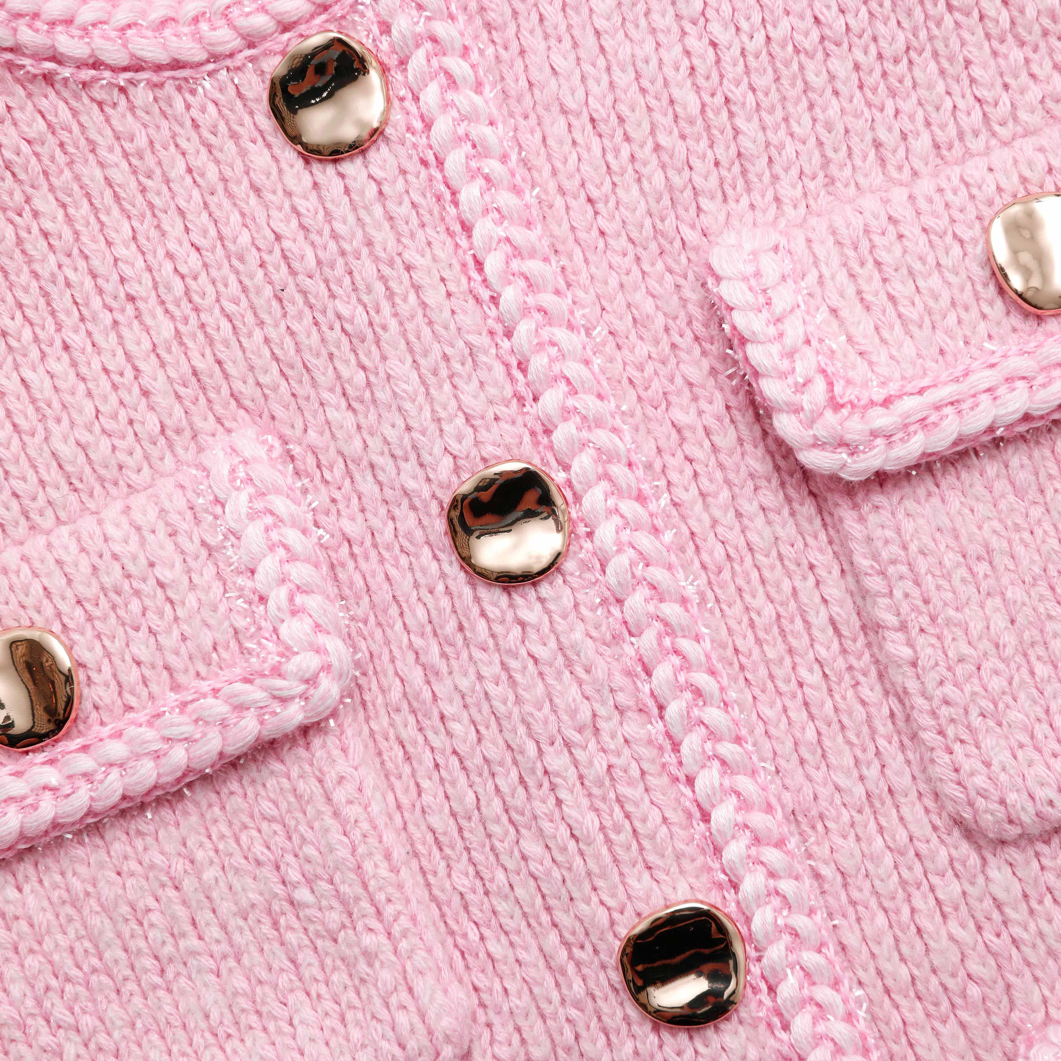 Pink Melange Merino Cardigan - Image 5