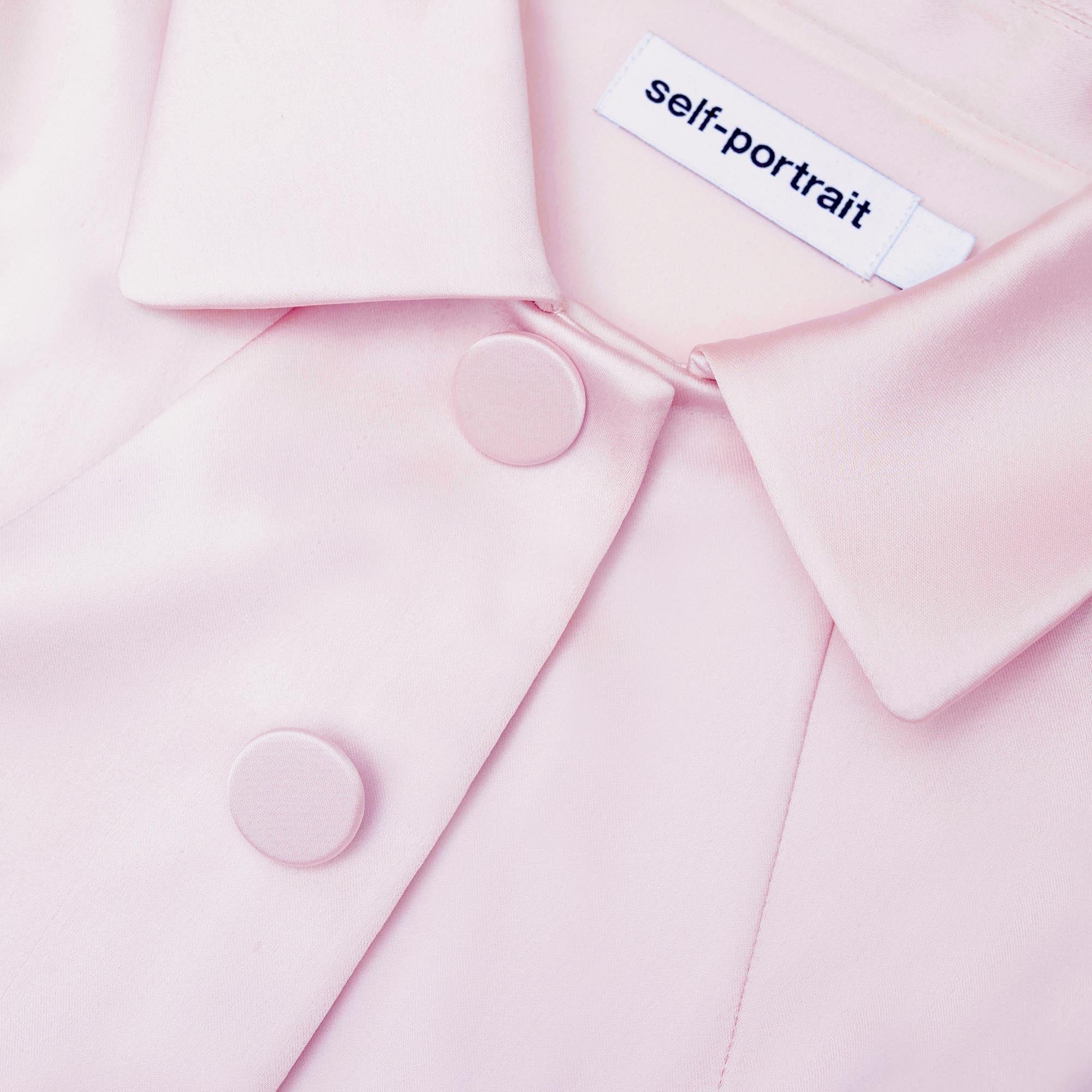 Pink Satin Tailored Mini Dress - Image 5