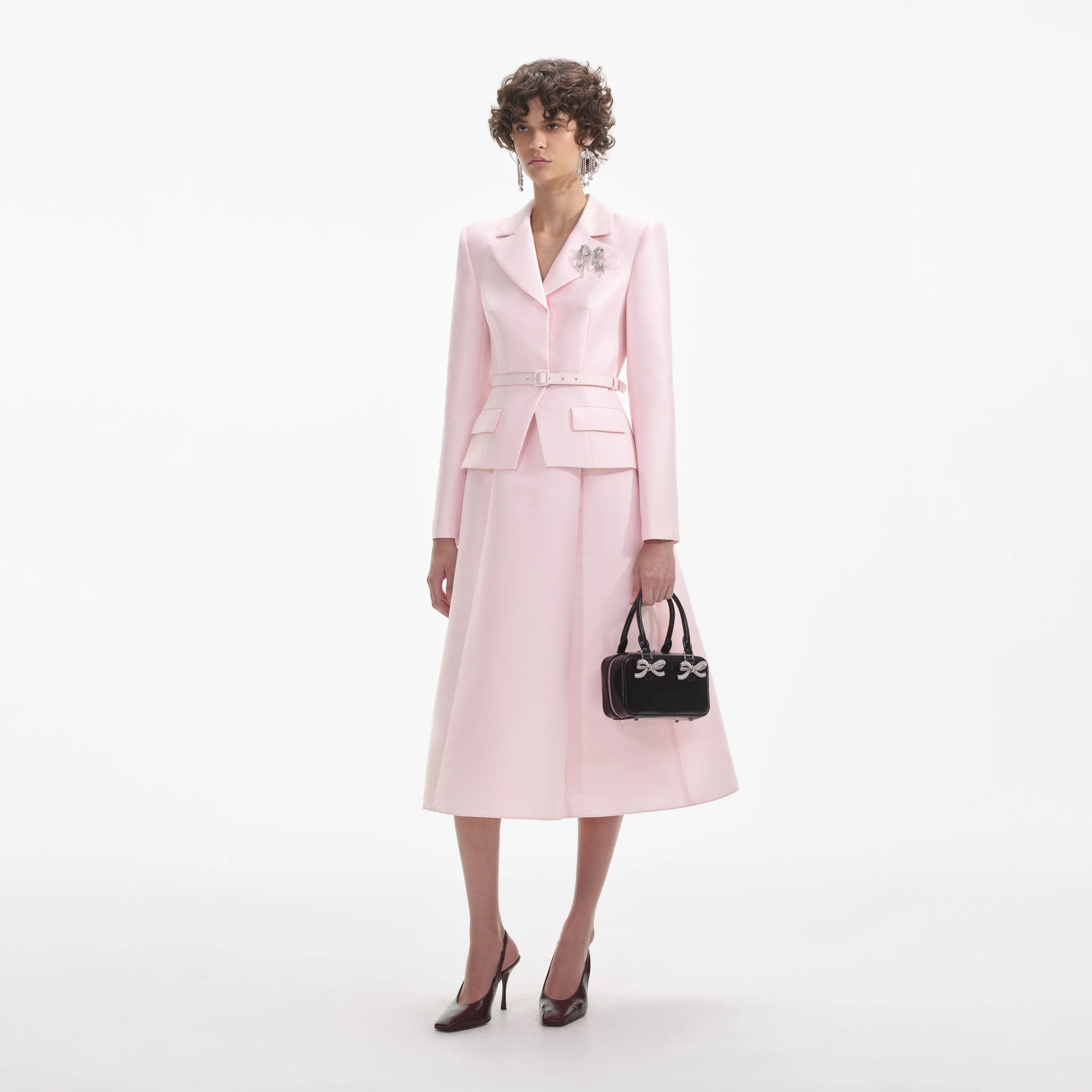 Pink Tailored Taffeta Midi Dress - Image 2