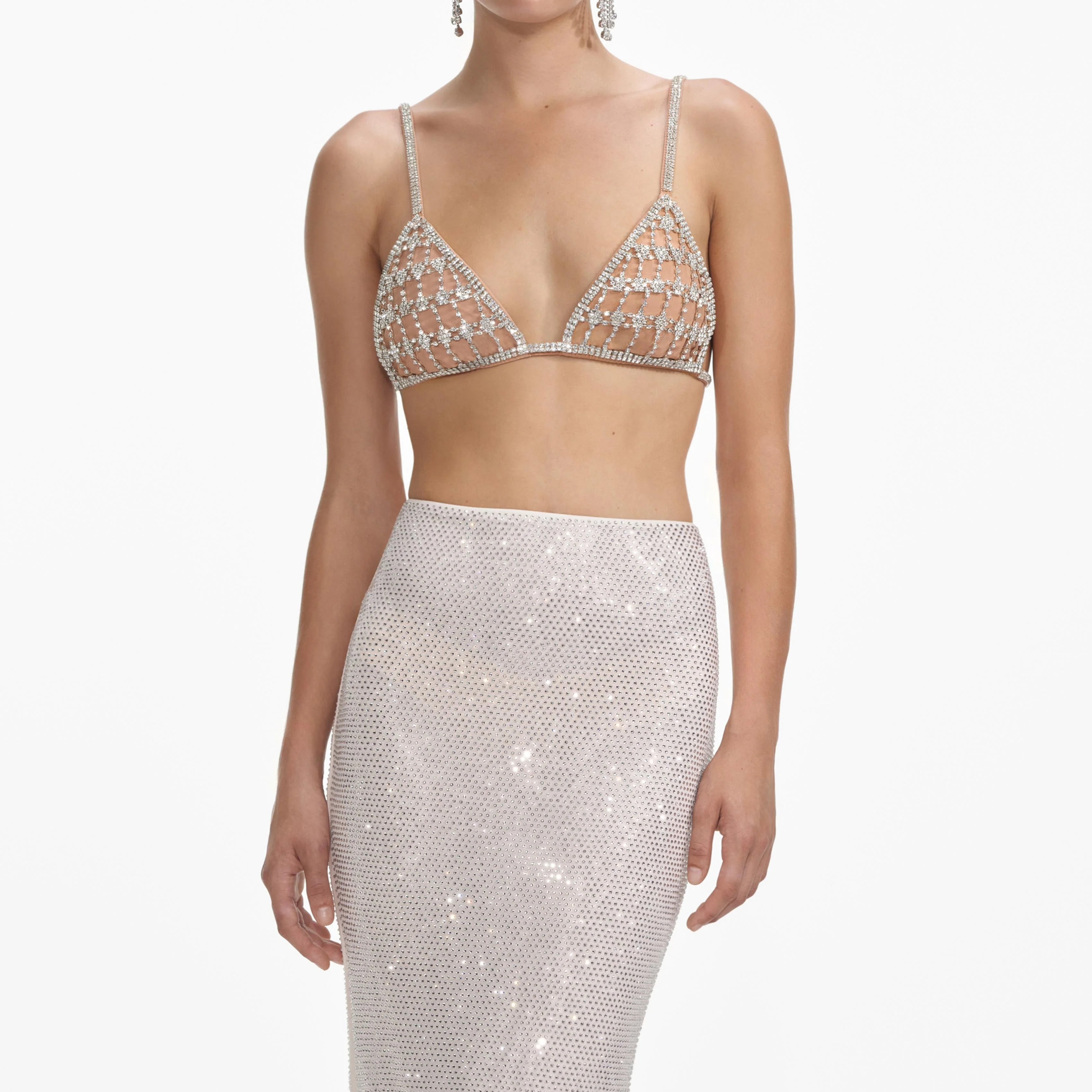 Silver Rhinestone Mesh Maxi Skirt - Image 4