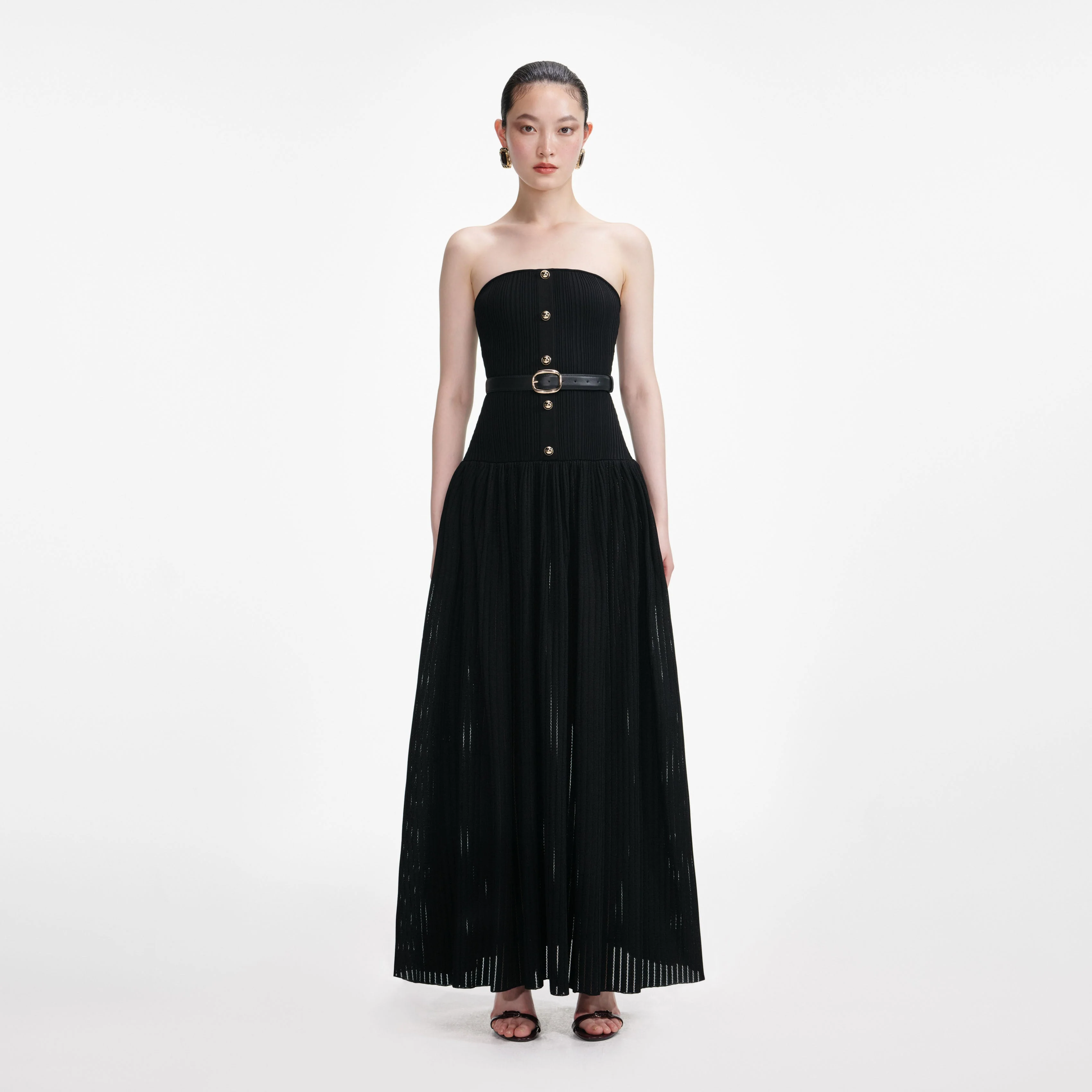 Black Bandeau Knit Maxi Dress