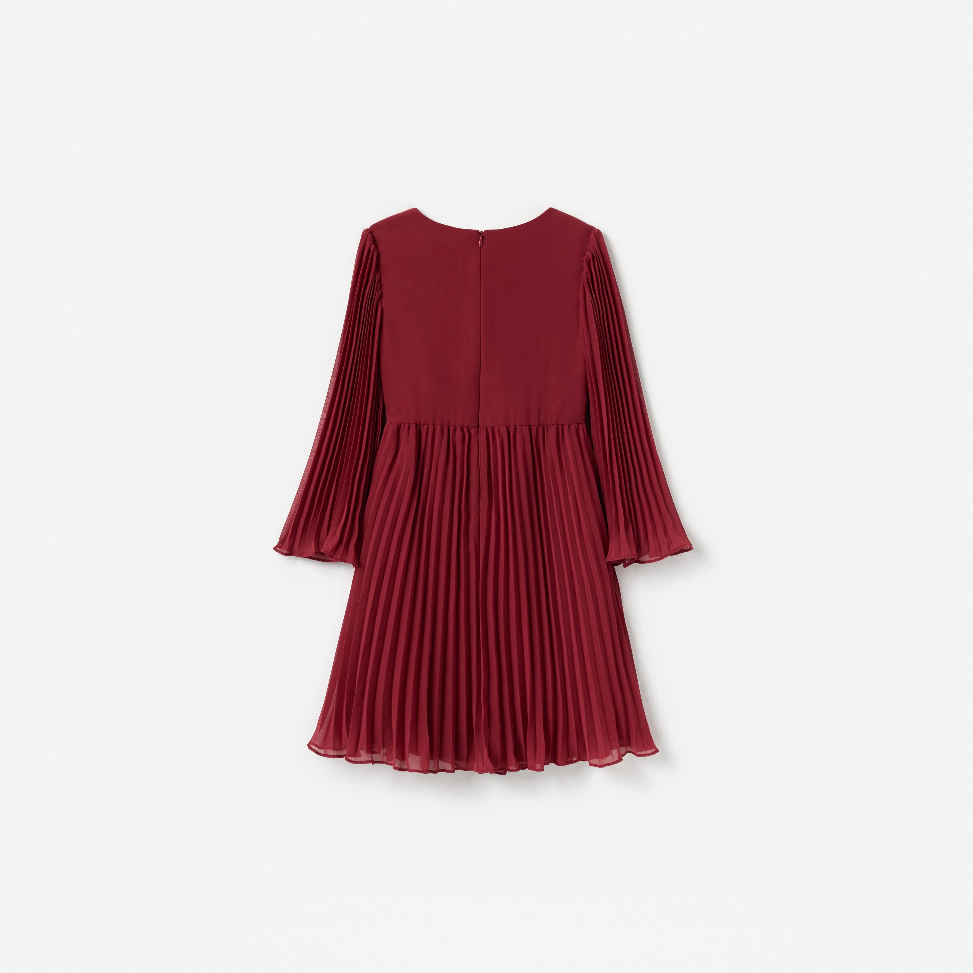 Burgundy Chiffon Long Sleeve Dress - Image 2