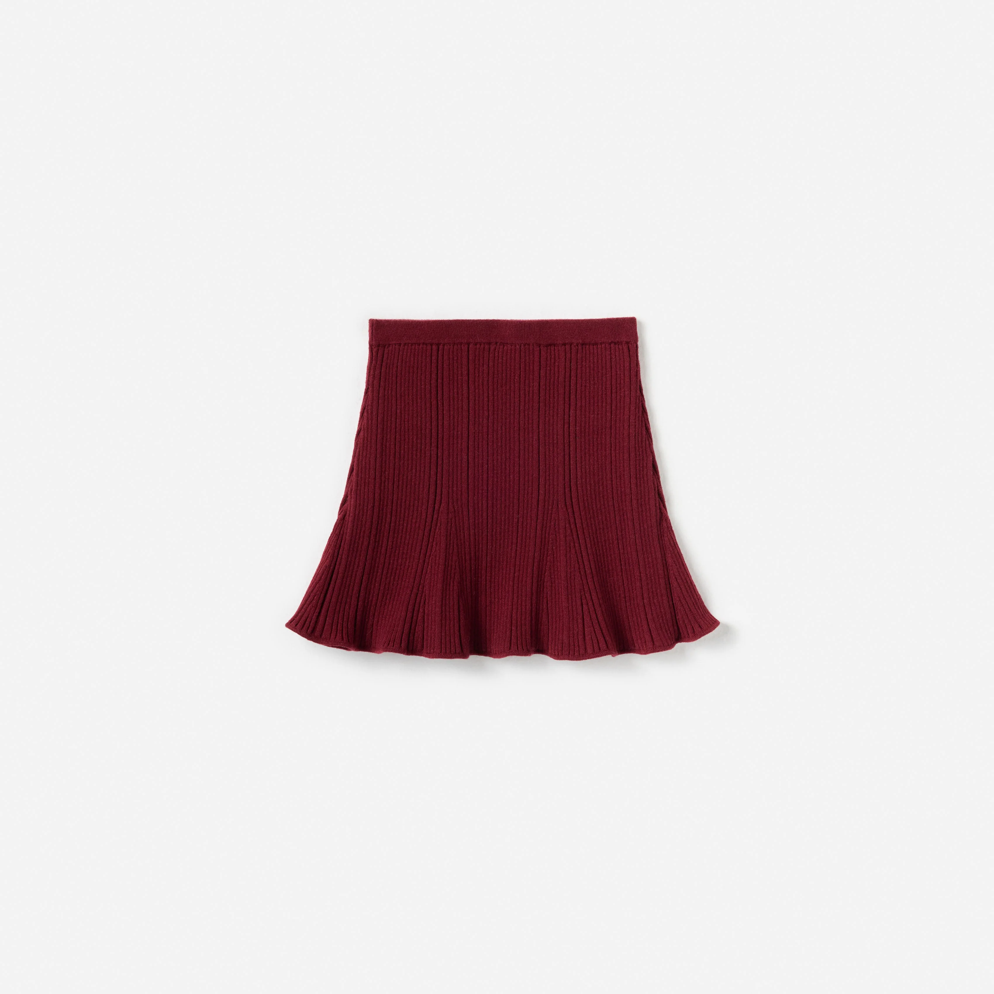 Burgundy Ribbed Knit Skirt - Image 2