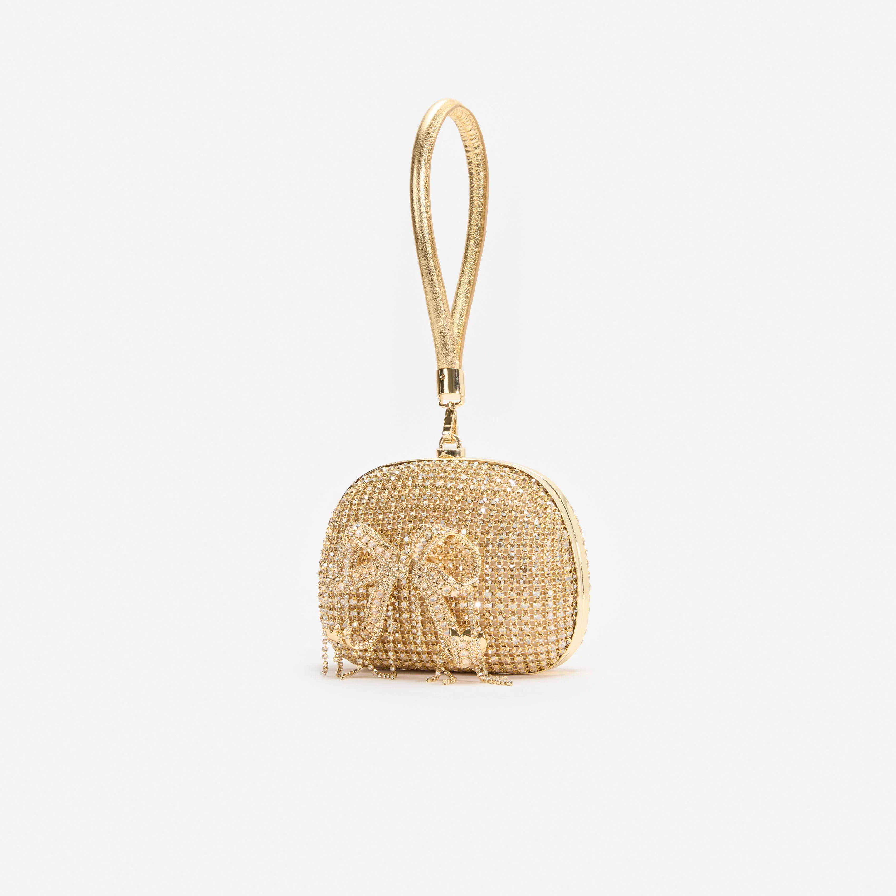 Gold Crystal Top Handle Clutch Bag - Image 2