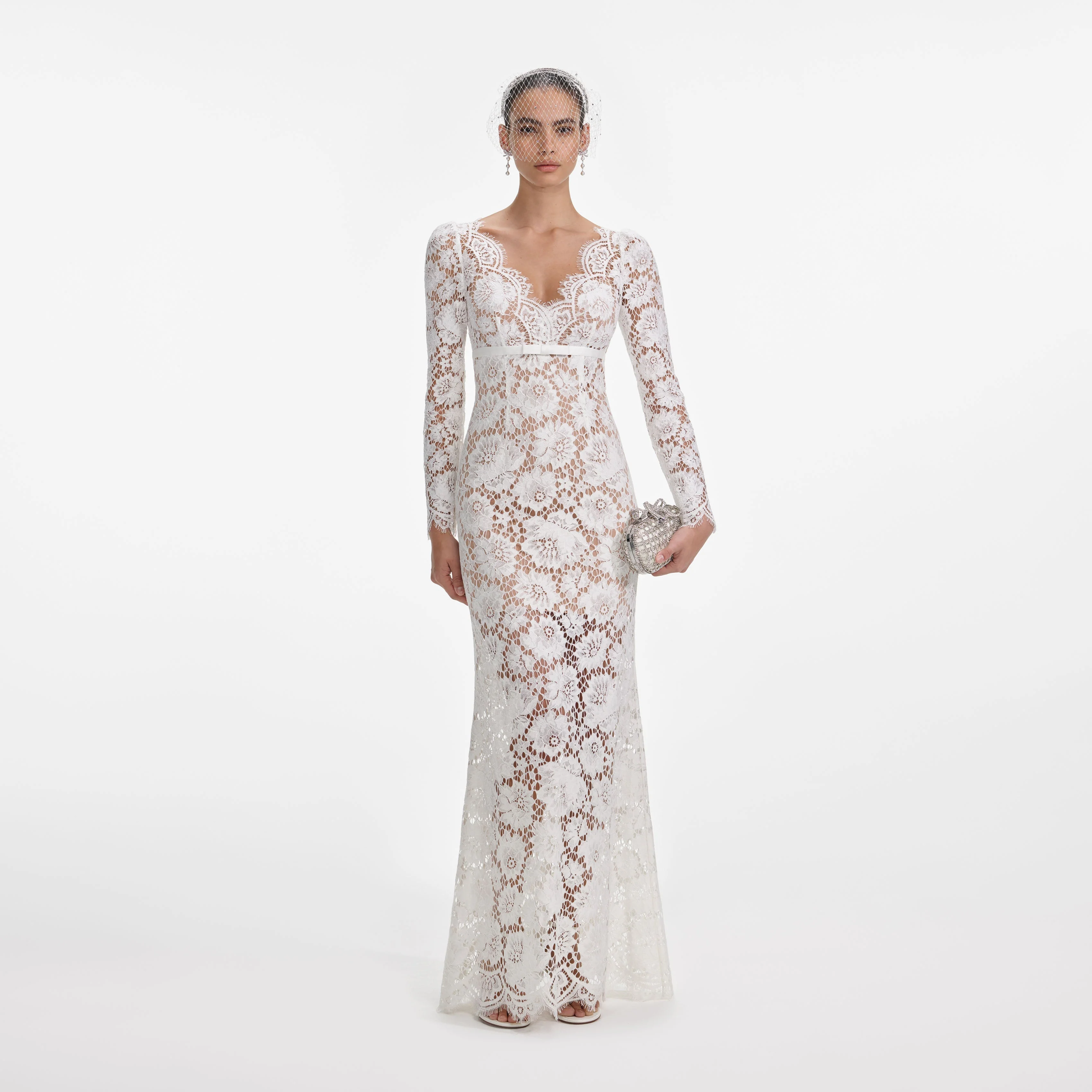 White Floral Lace Maxi Dress