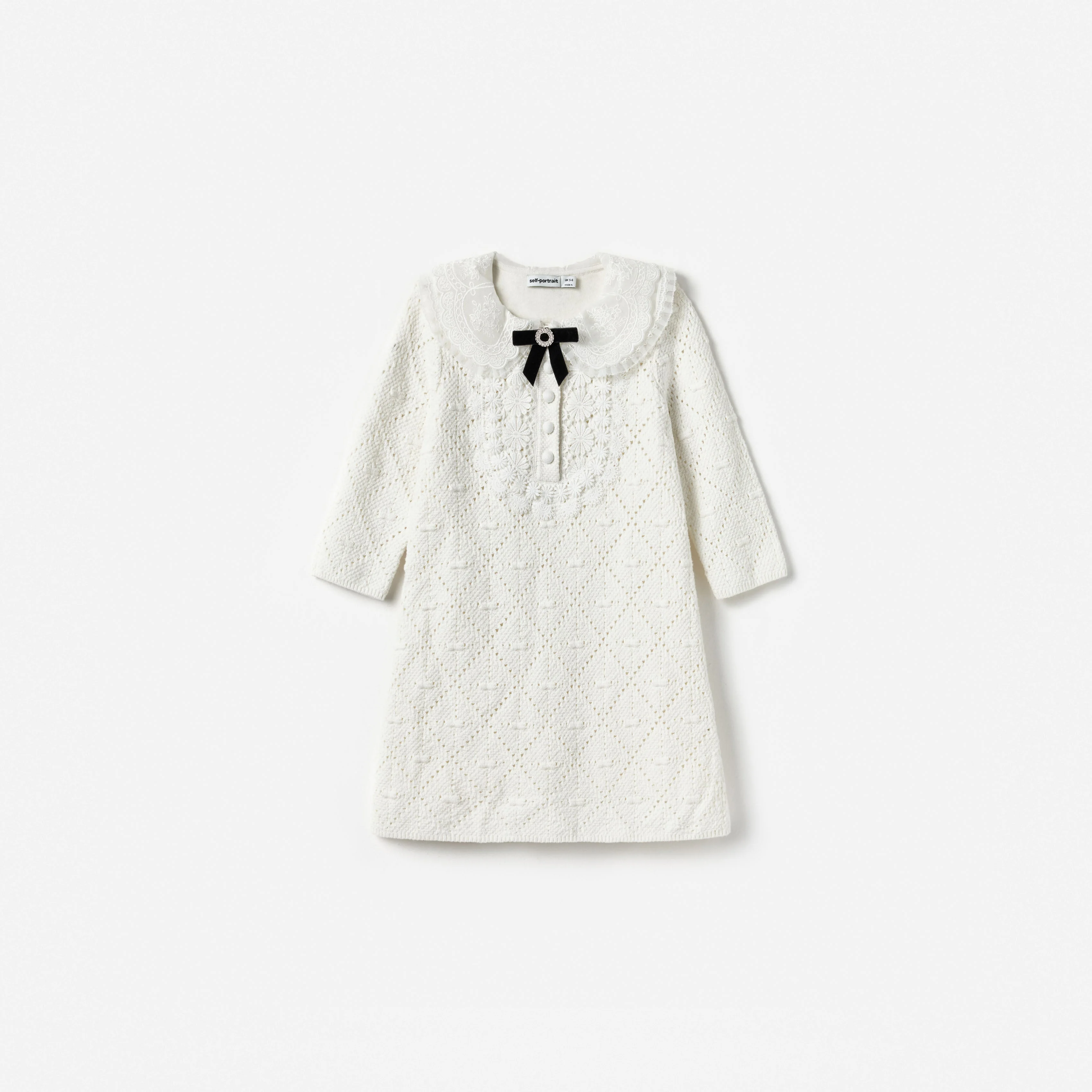 White Pointelle Knit Dress