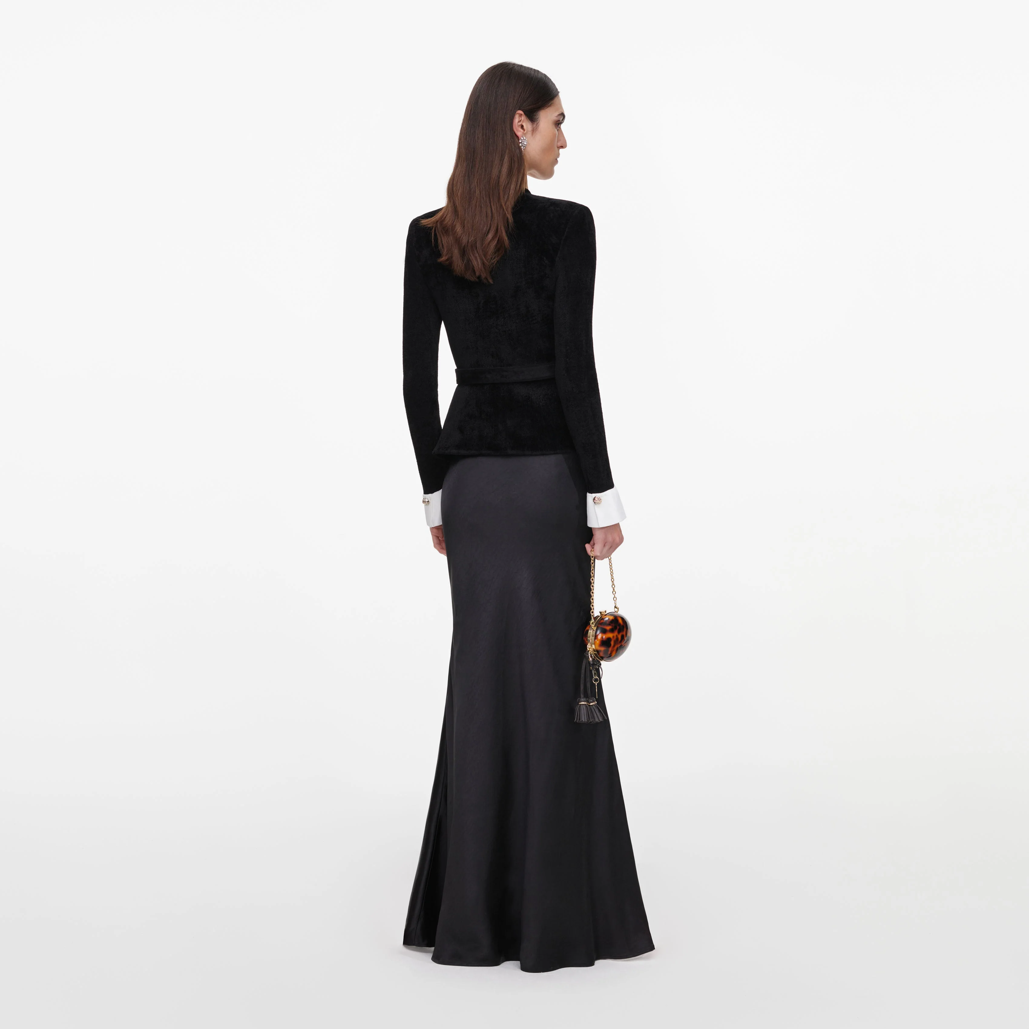 Black Chenille Satin Maxi Dress - Image 3