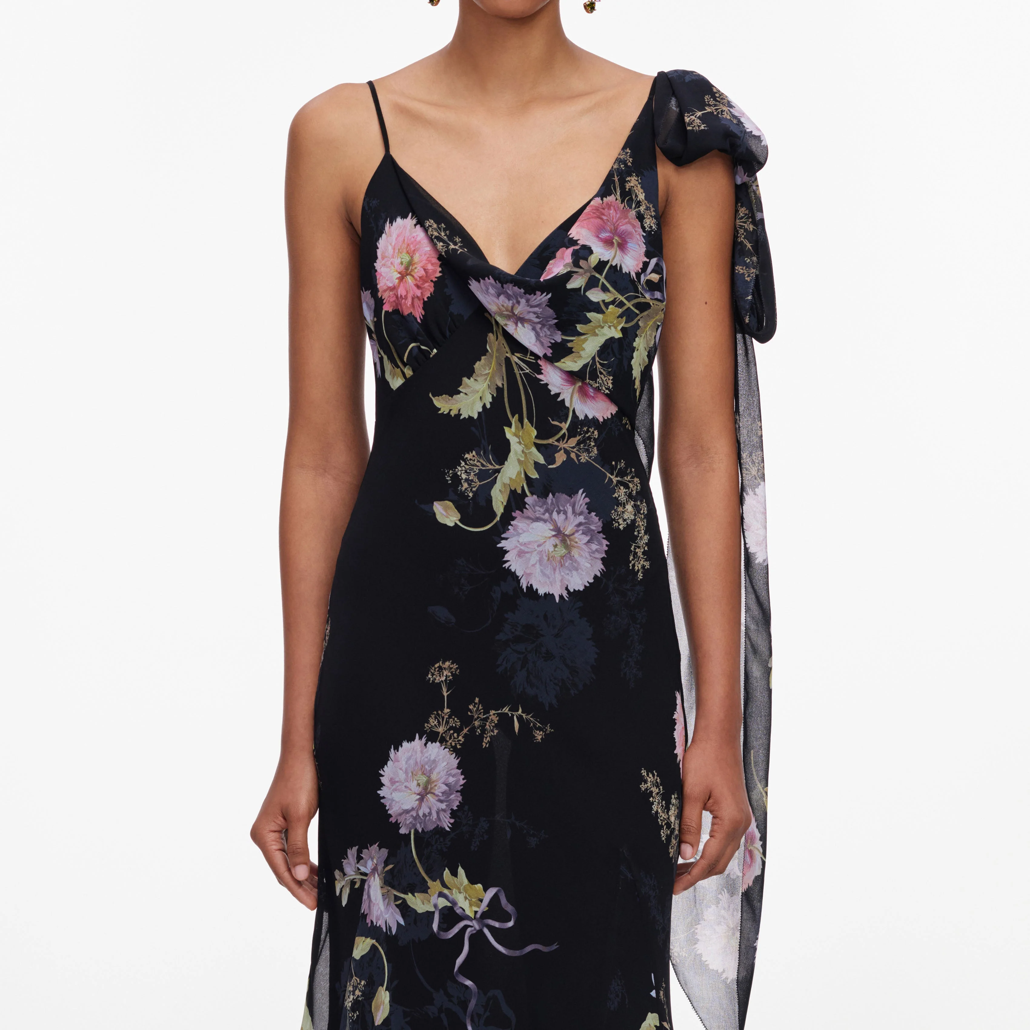Black Floral Georgette Maxi Dress - Image 4