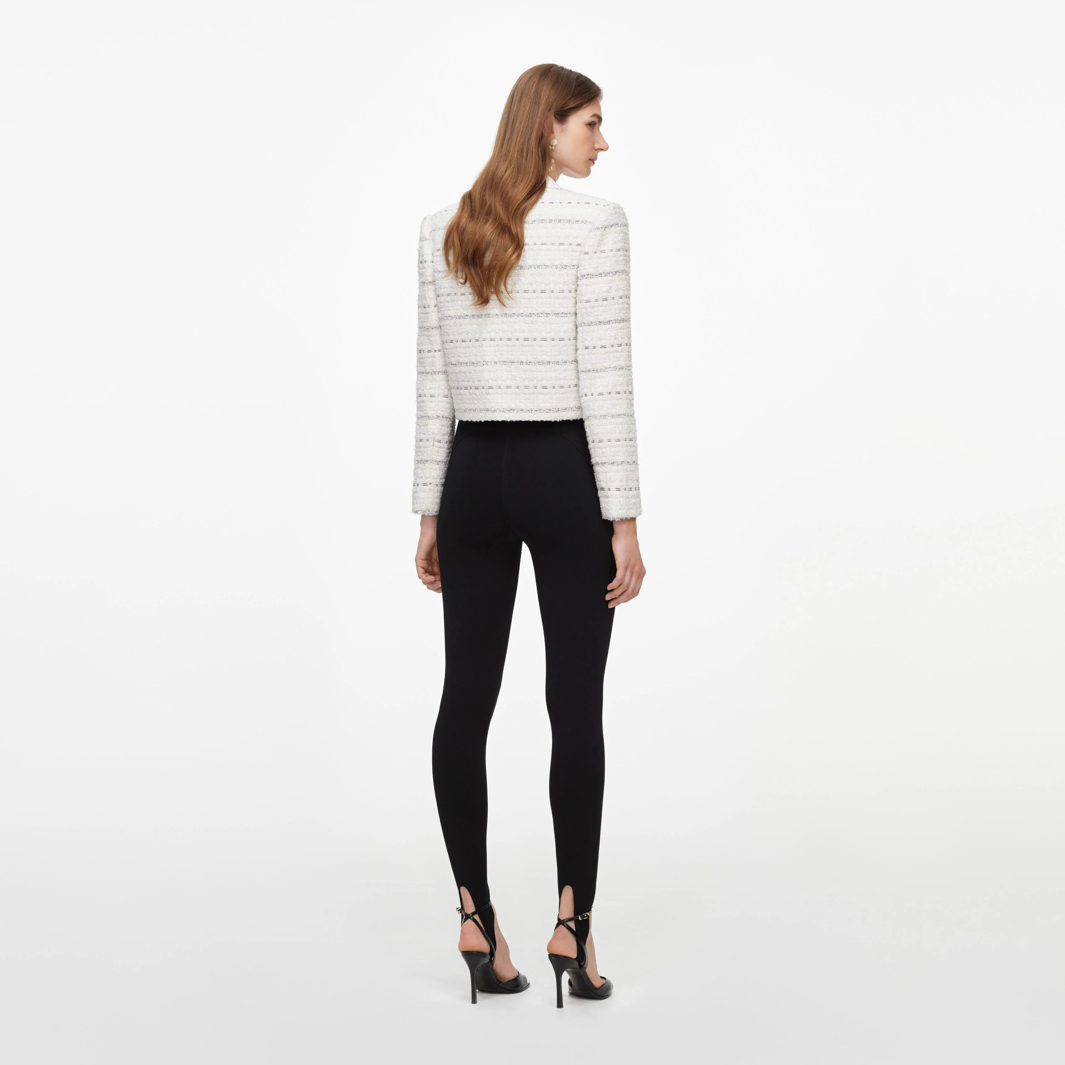 Black Knit Stirrup Leggings - Image 3