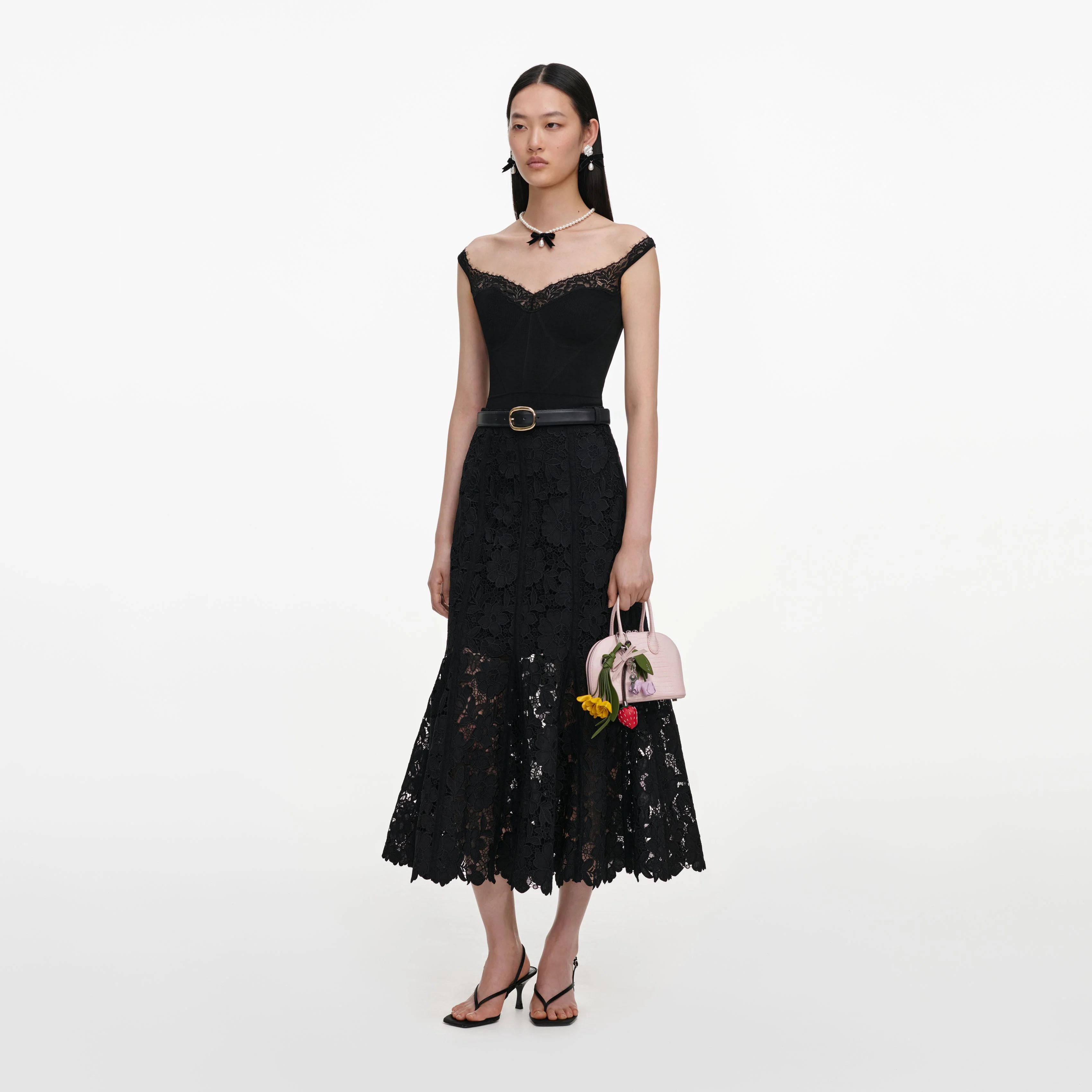 Black Lace Midi Skirt - Image 2