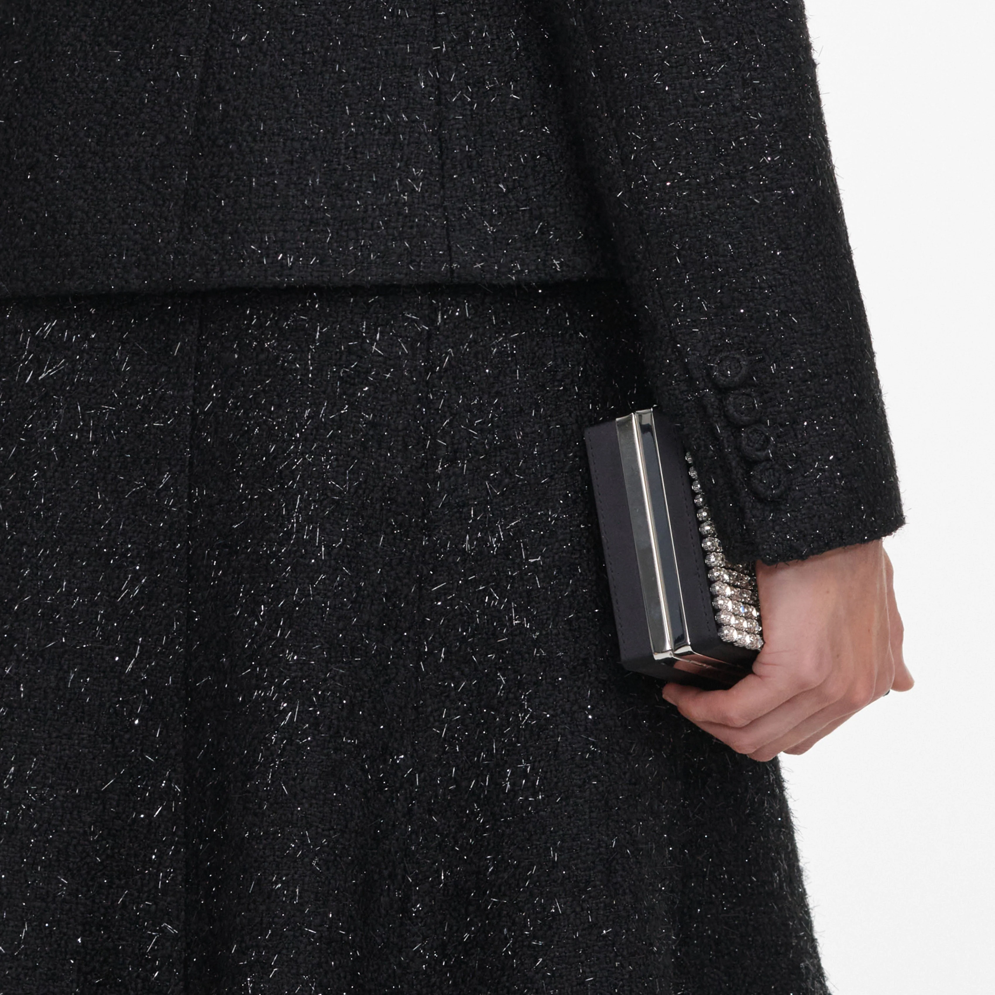 Black Metallic Boucle Midi Dress - Image 5