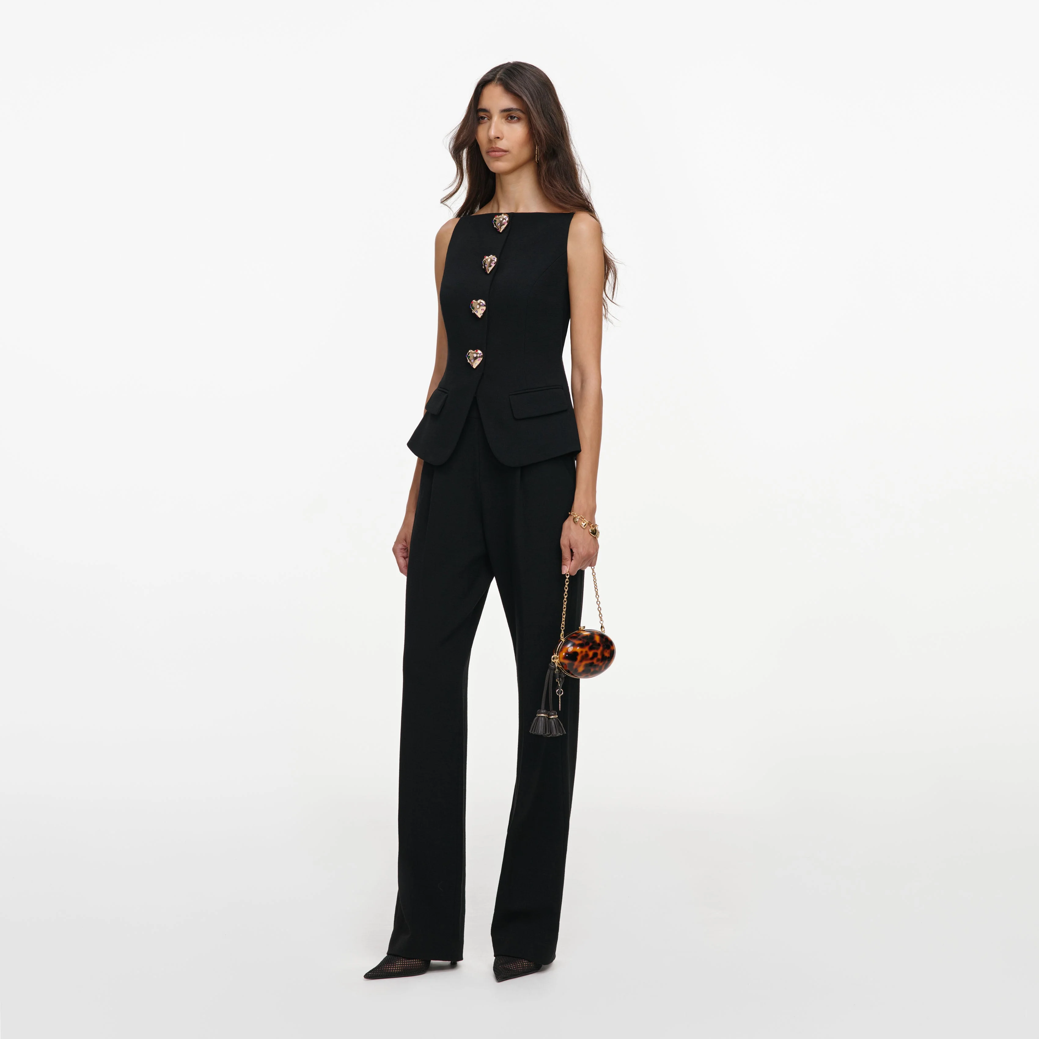 Black Wool Crepe Jumpsuit - Image 2