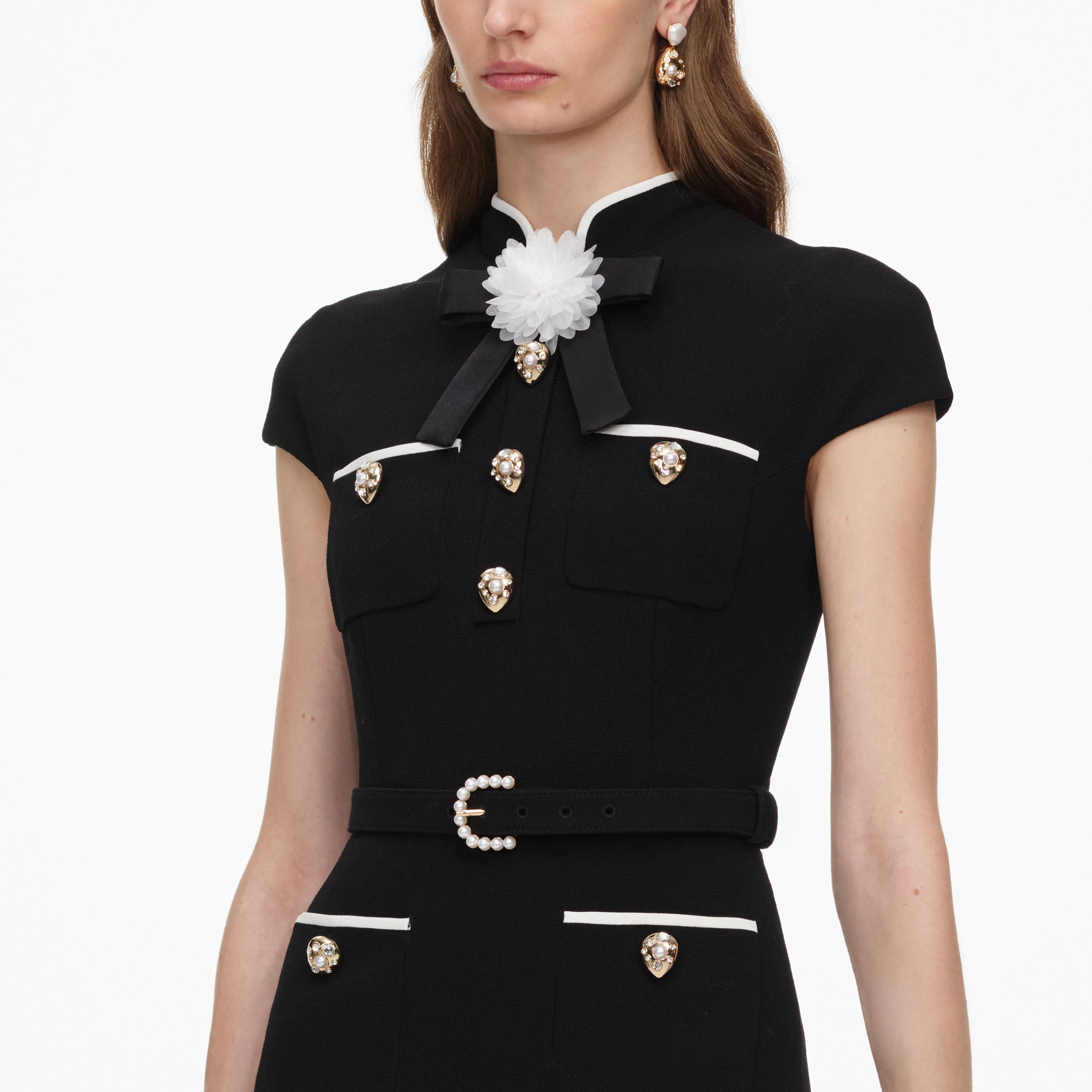 Black Wool Crepe Midi Dress - Image 5