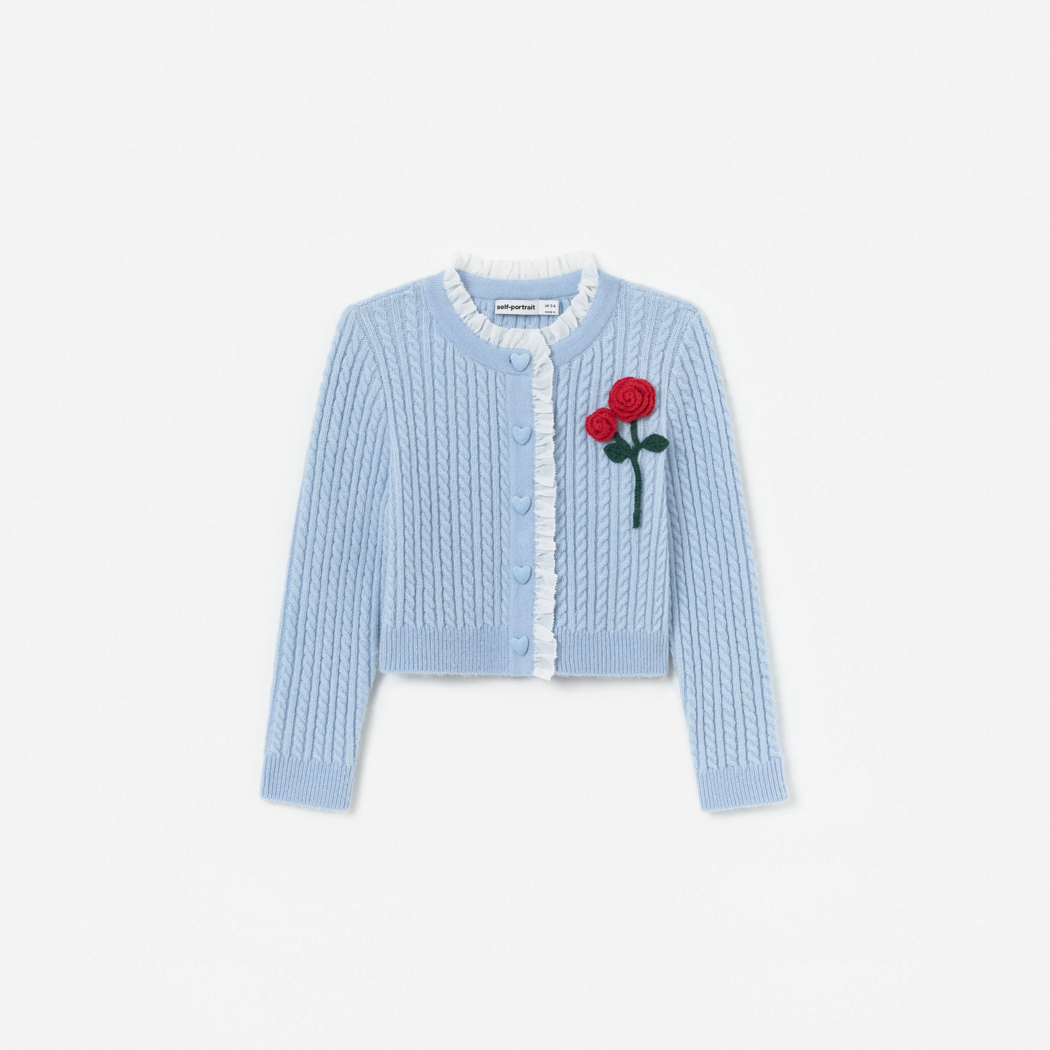 Blue Cable Knit Frill Cardigan