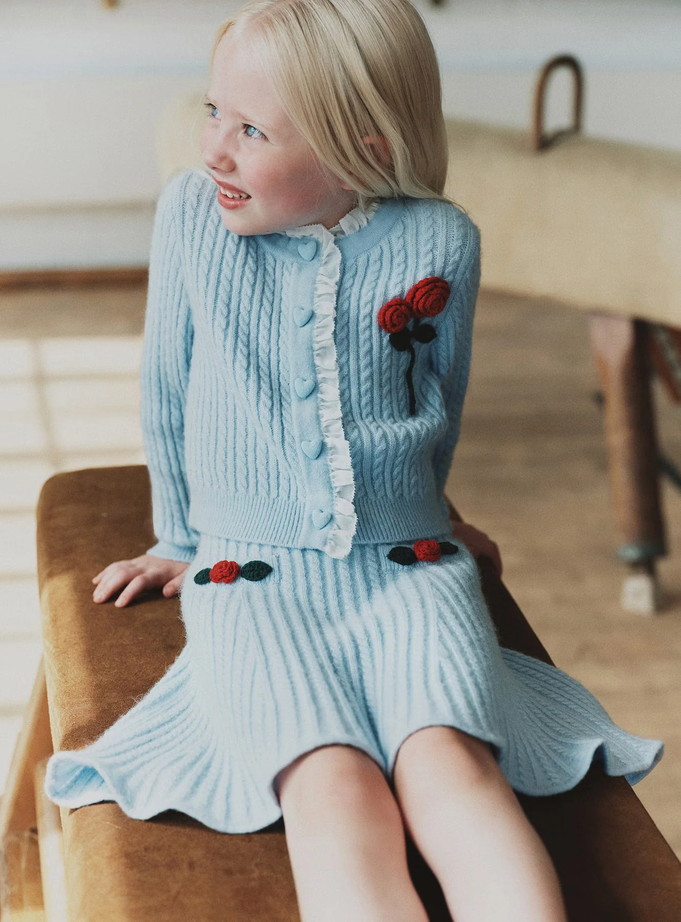 Blue Cable Knit Skirt - Image 4