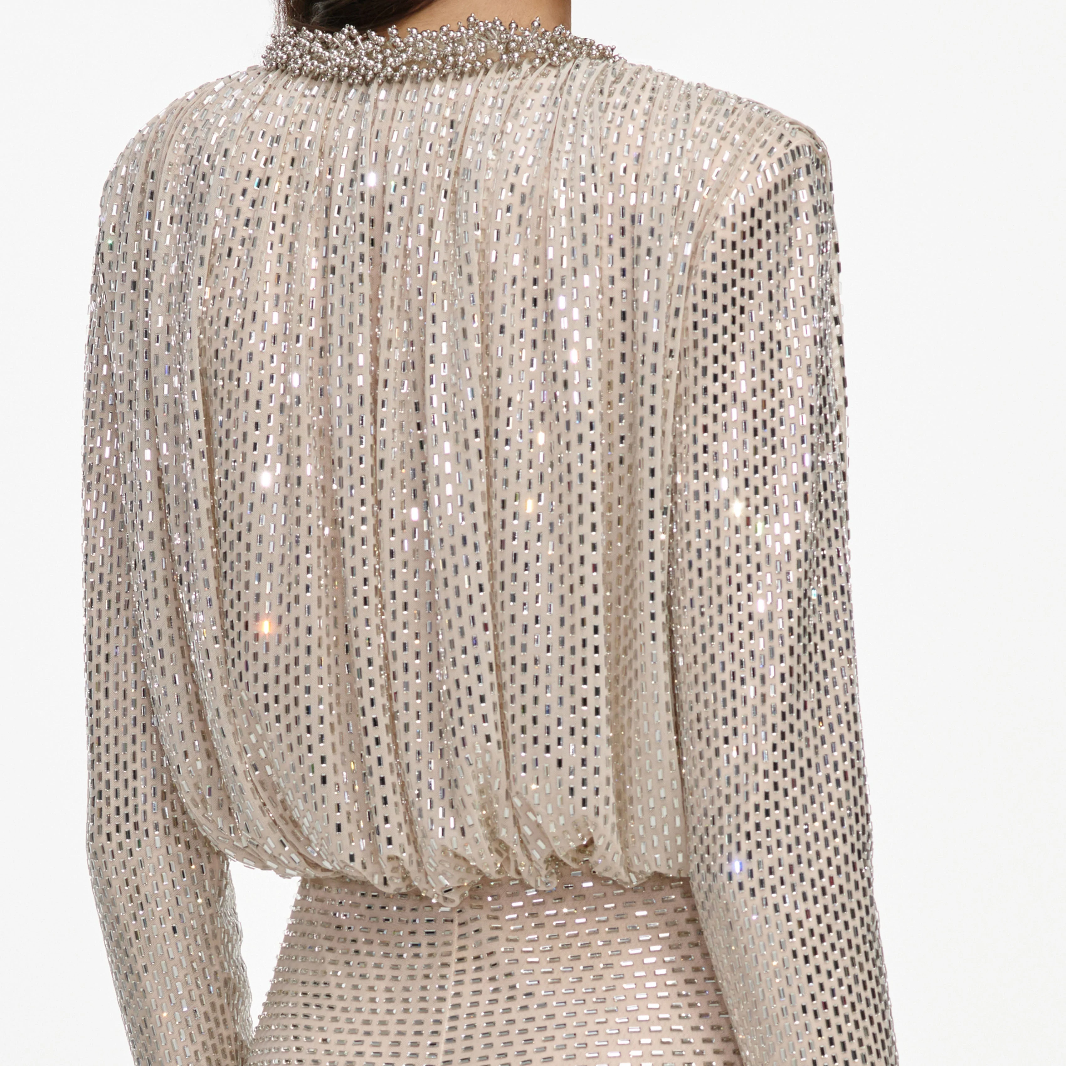 Champagne Rhinestone Embellished Maxi Dress - Image 5