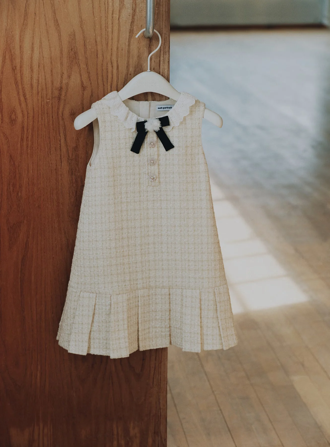 Cream Boucle Bow Dress - Image 4