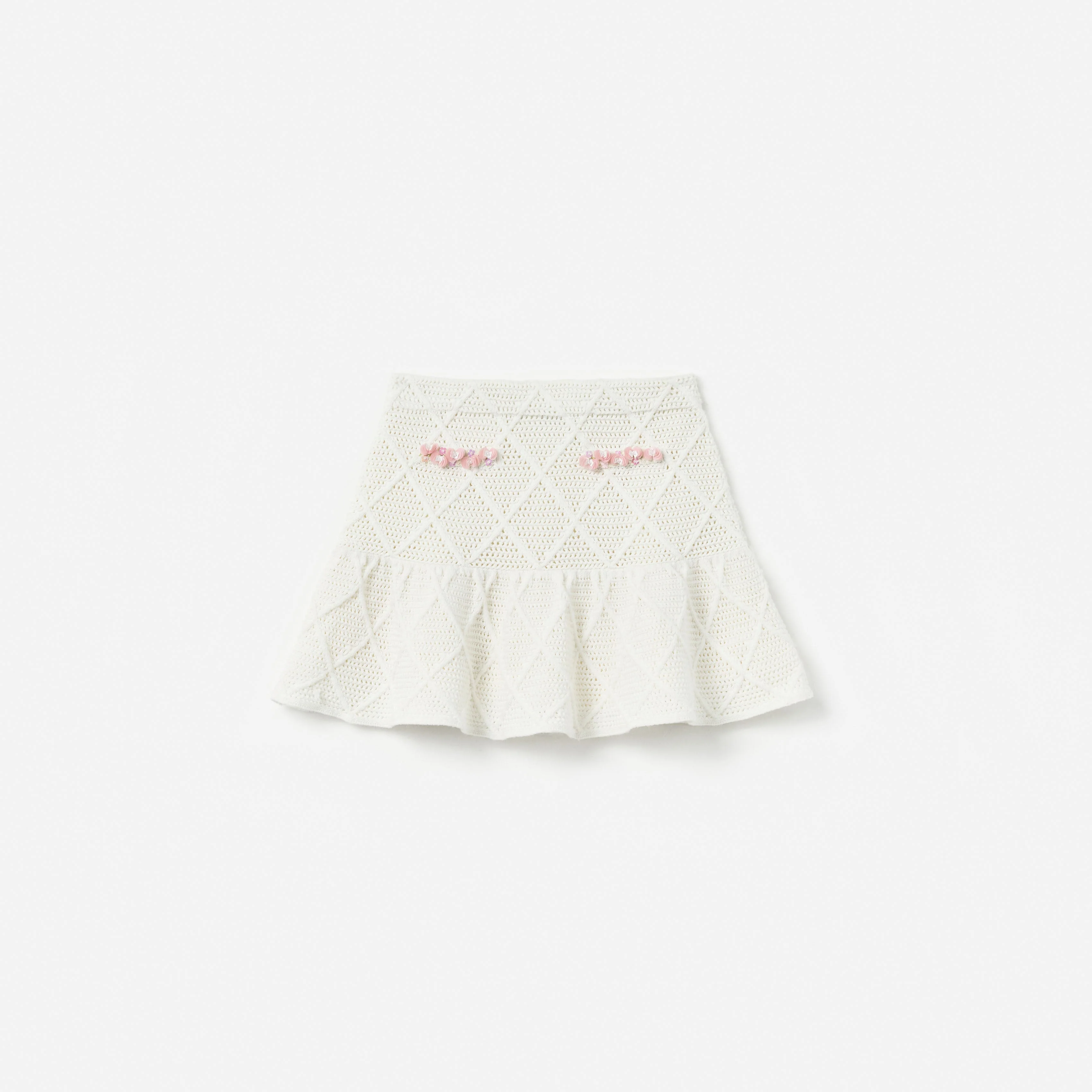 Cream Diamond Knit Skirt