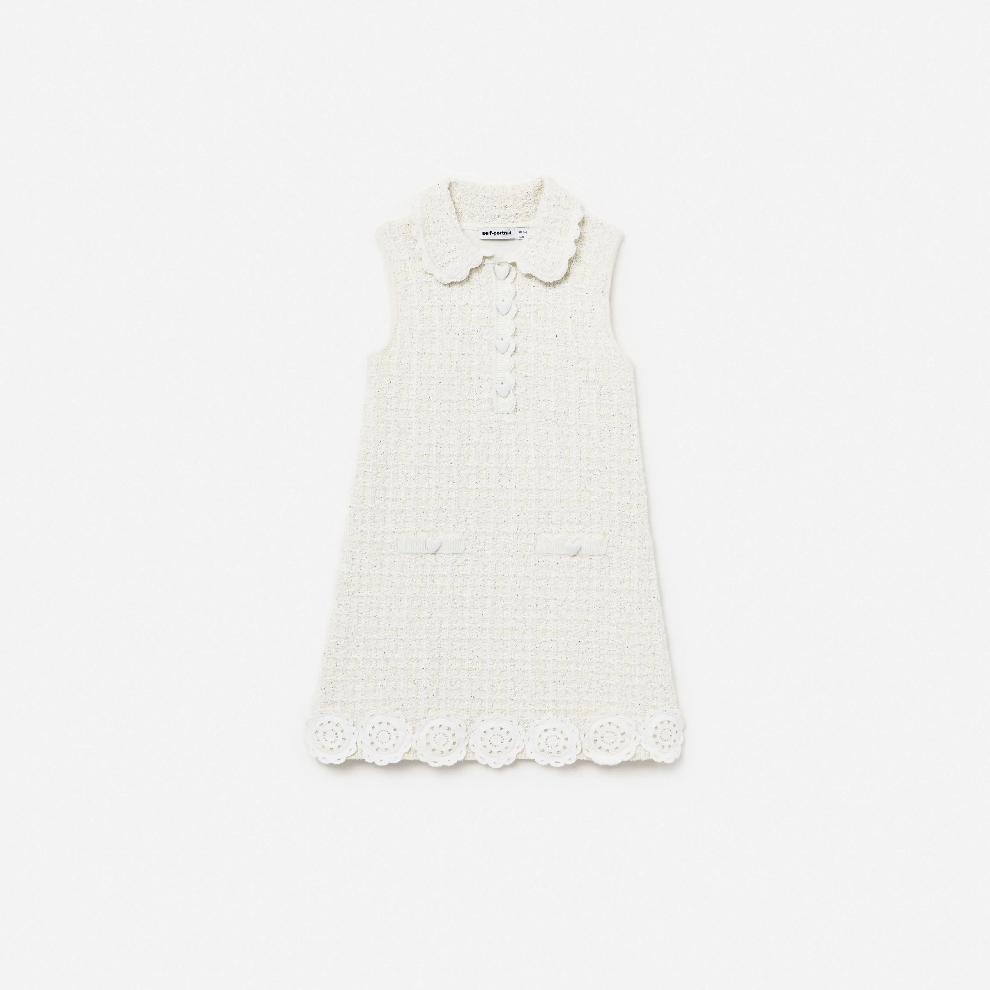 Cream Knit Flower Trim Dress