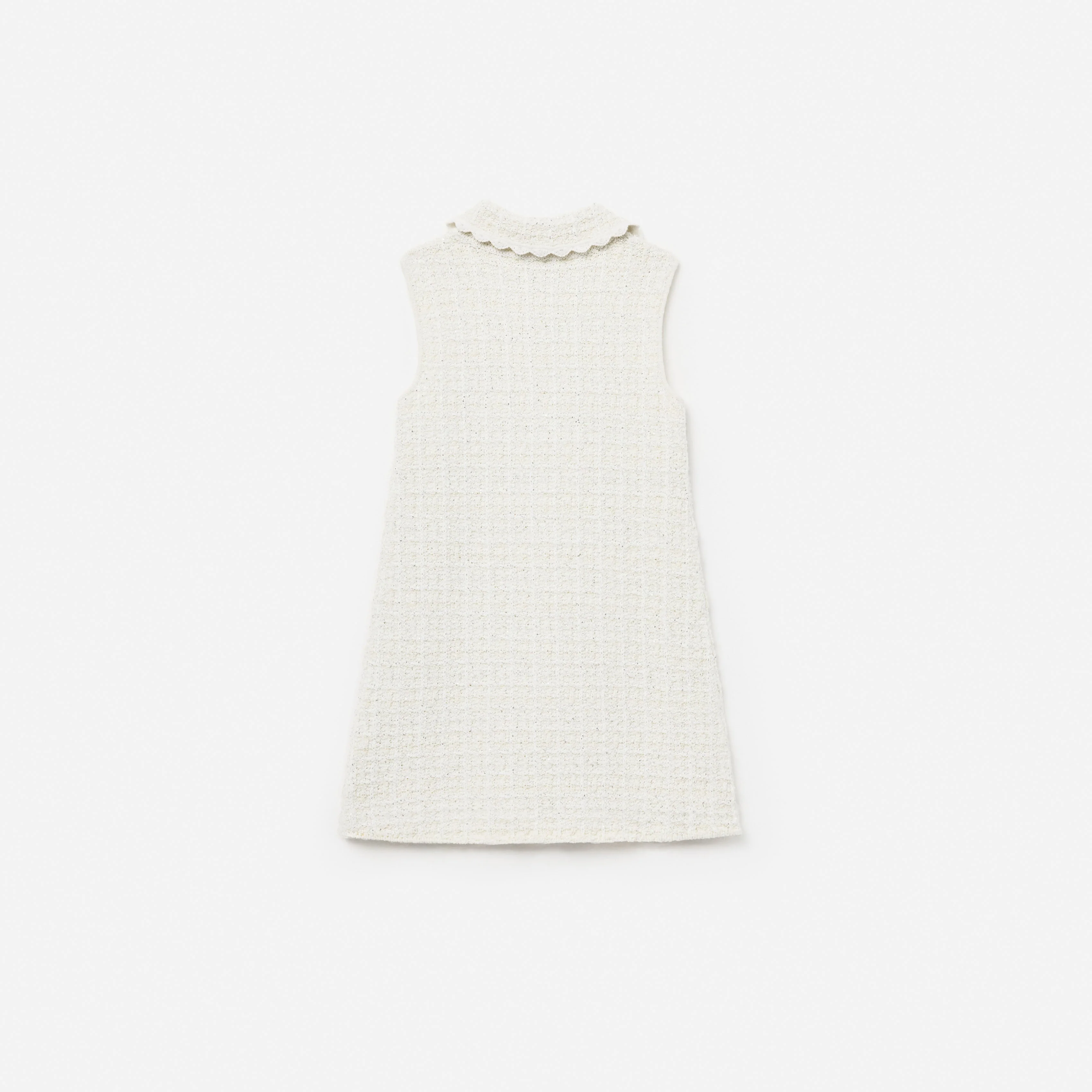 Cream Knit Flower Trim Dress - Image 2