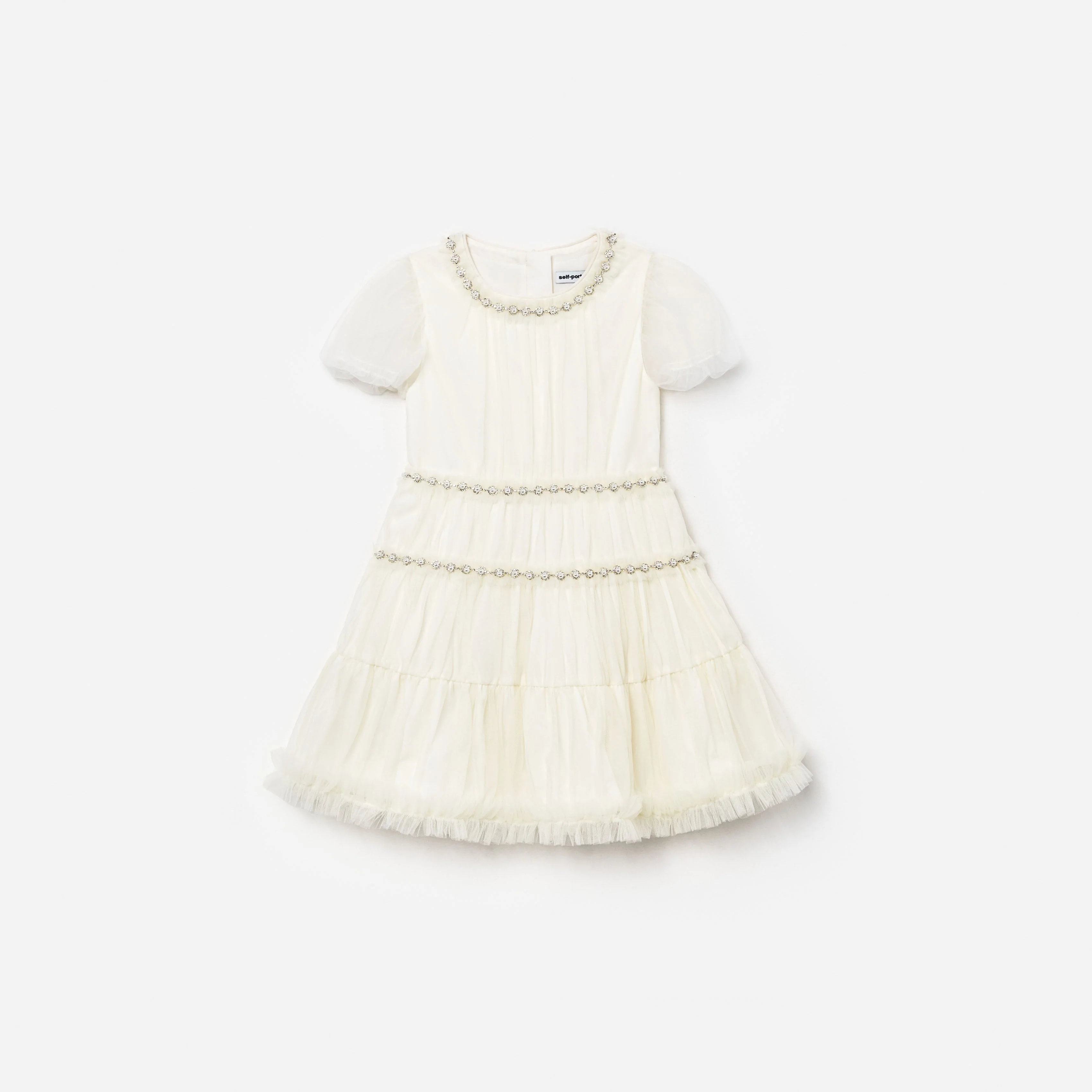 Cream Tulle Tiered Dress
