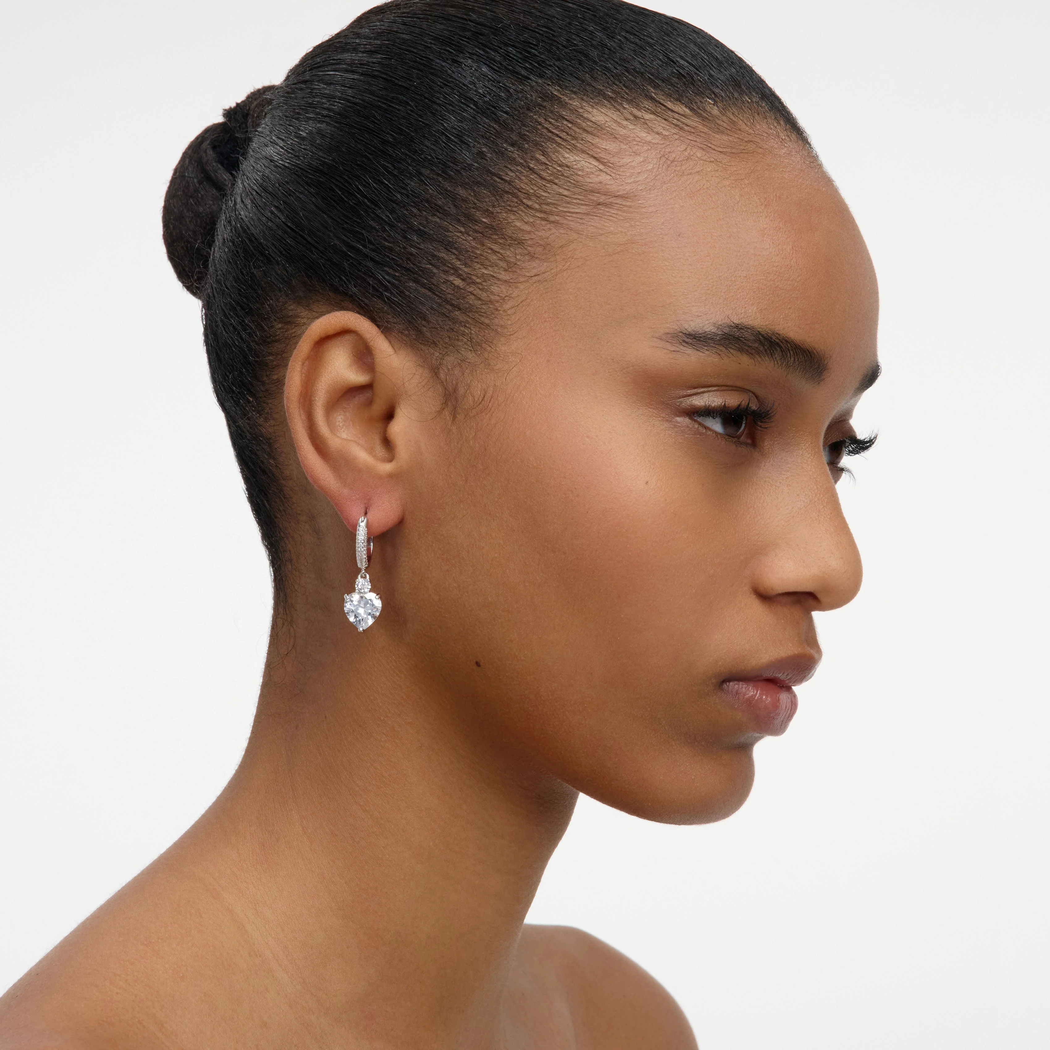 Crystal Heart Dangle Hoop Earring - Image 2