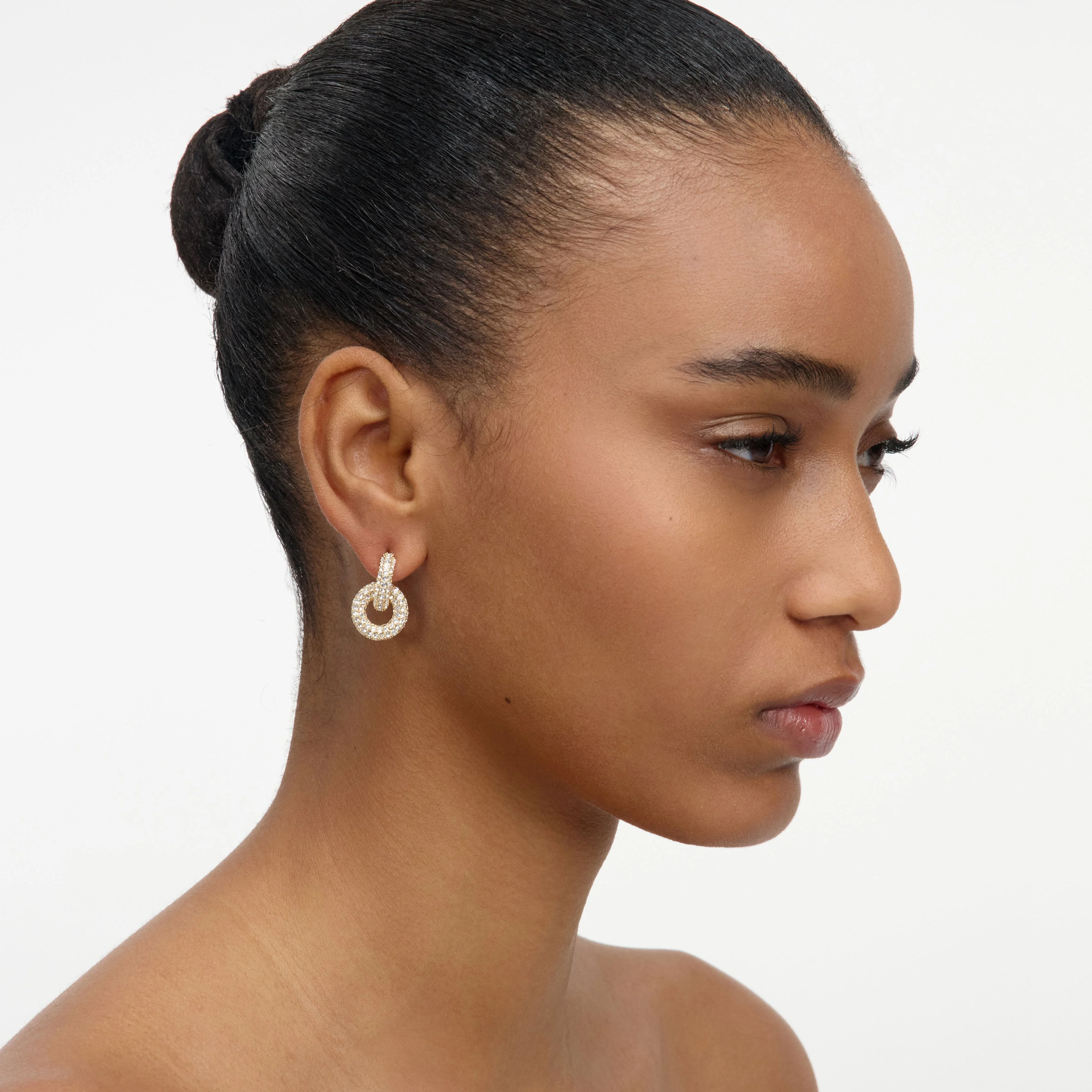 Gold Small Crystal Hoop Earring - Image 2