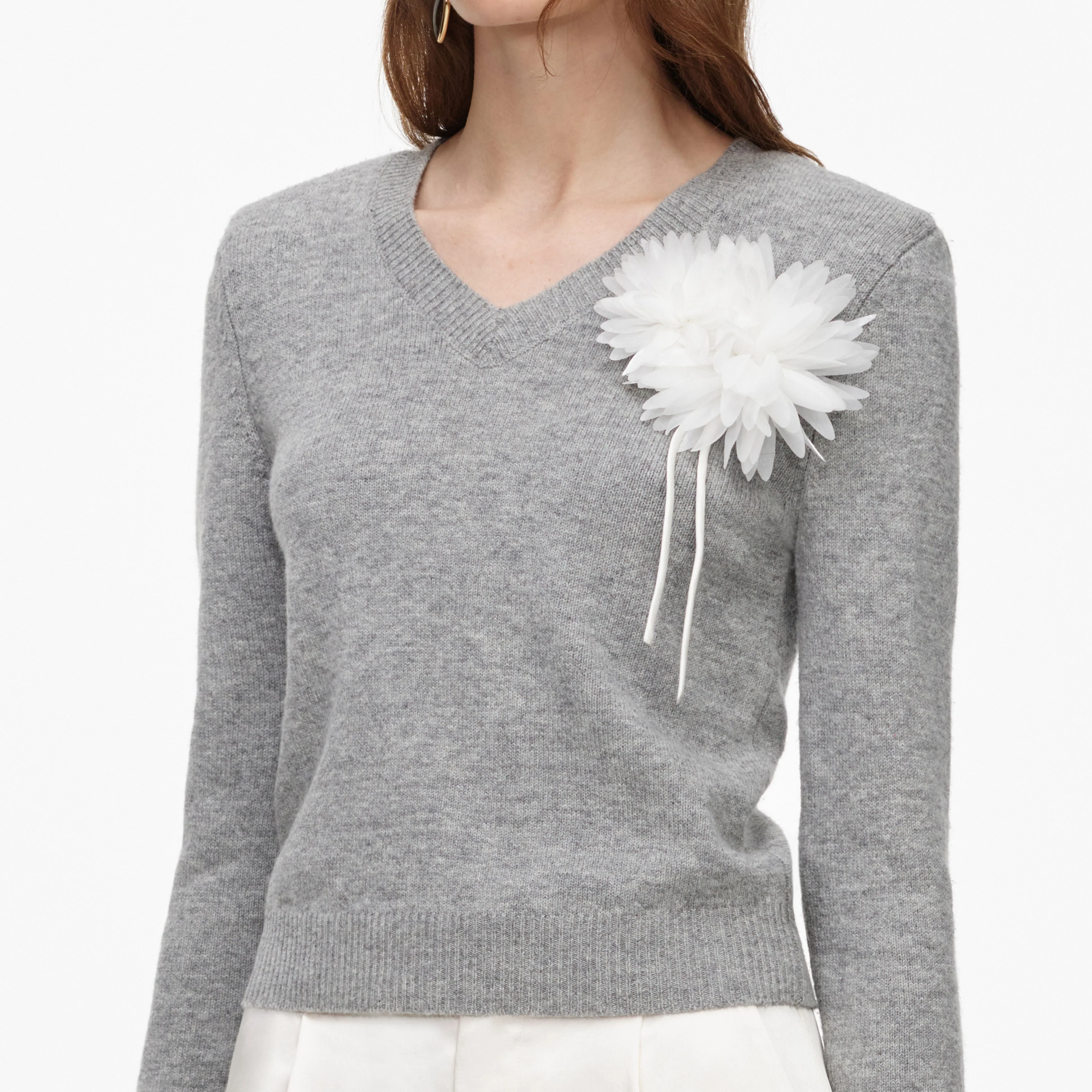 Grey Flower Wool Jumper - Image 5