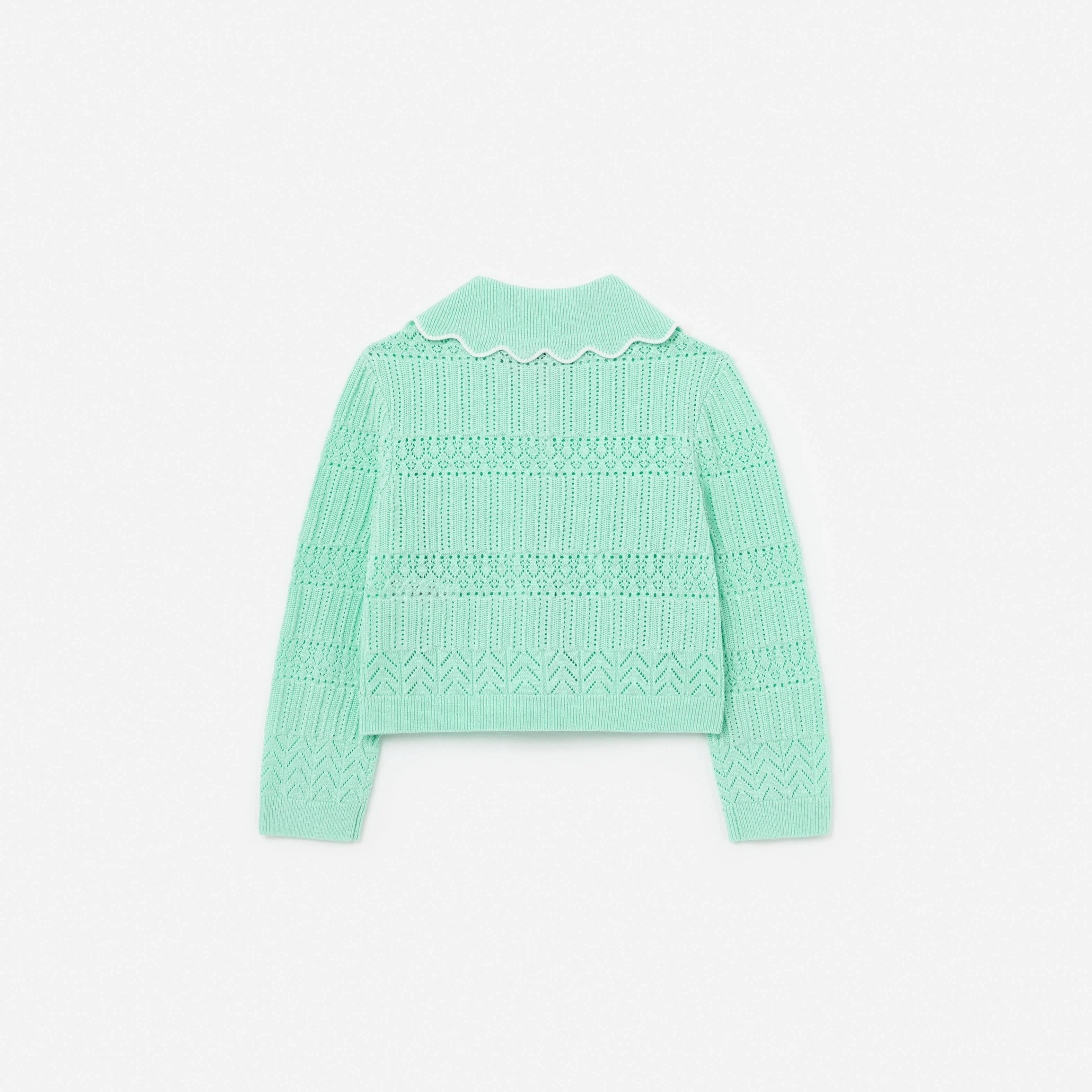 Mint Pointelle Knit Cardigan - Image 2