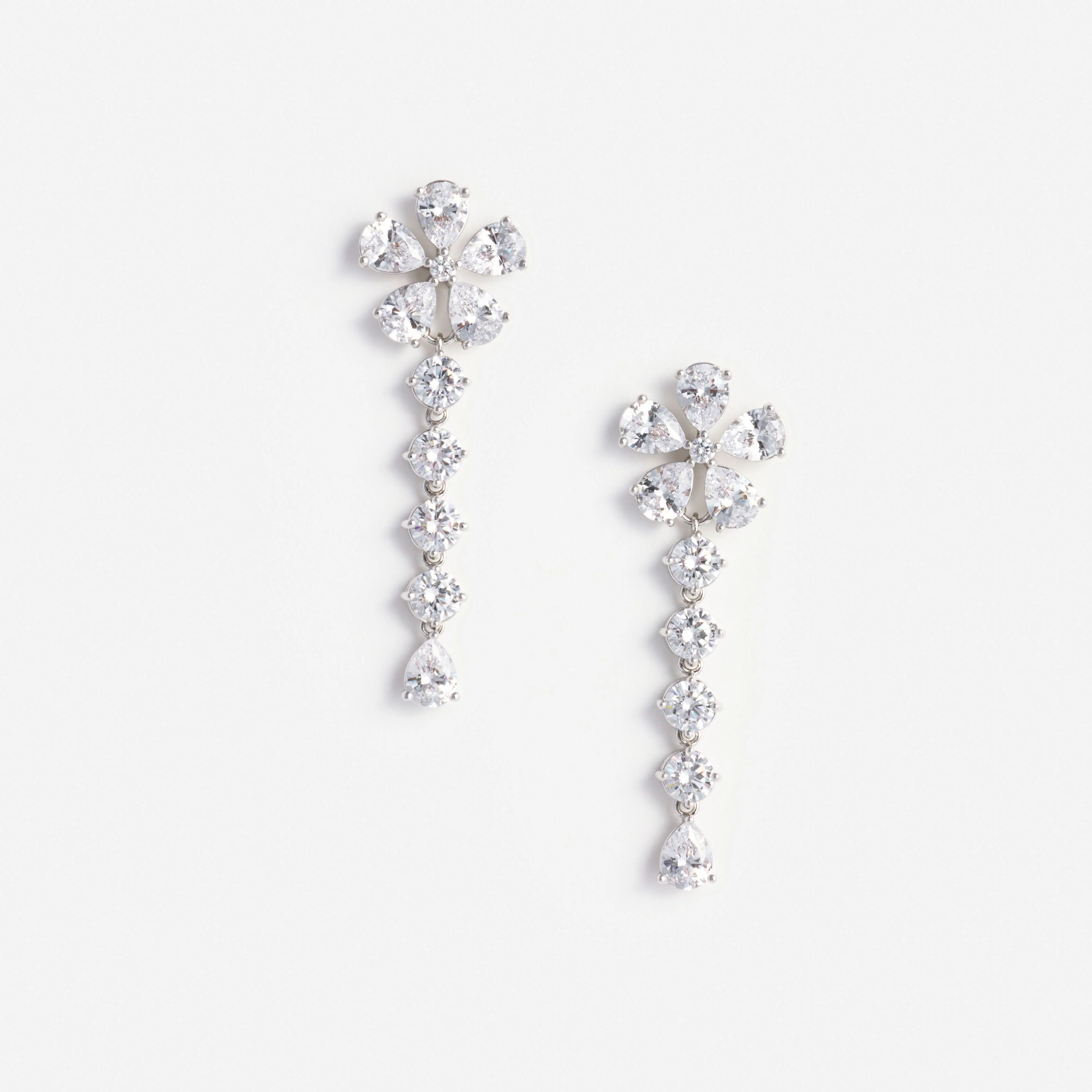 Multi Crystal Flower Dangle Earring