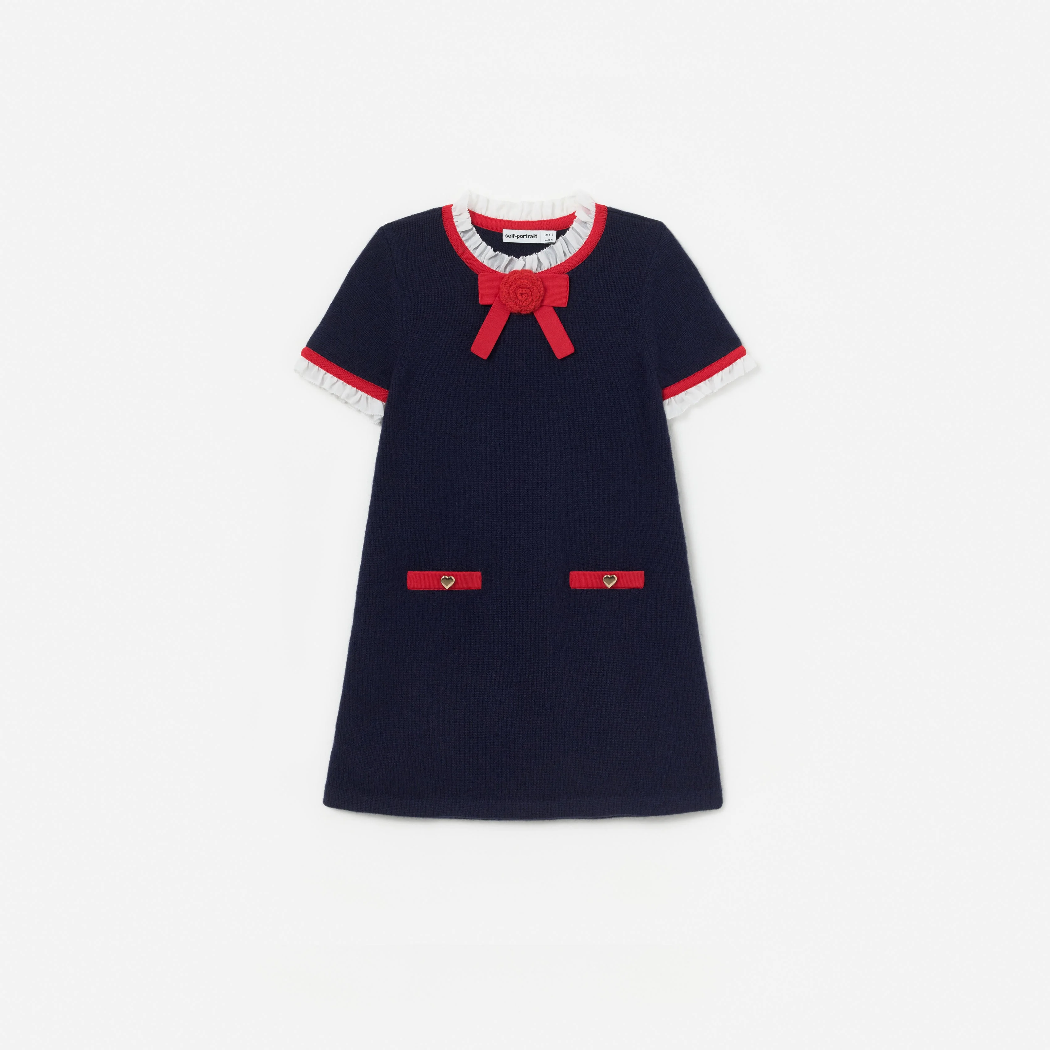 Navy Wool Frill Knit Dress