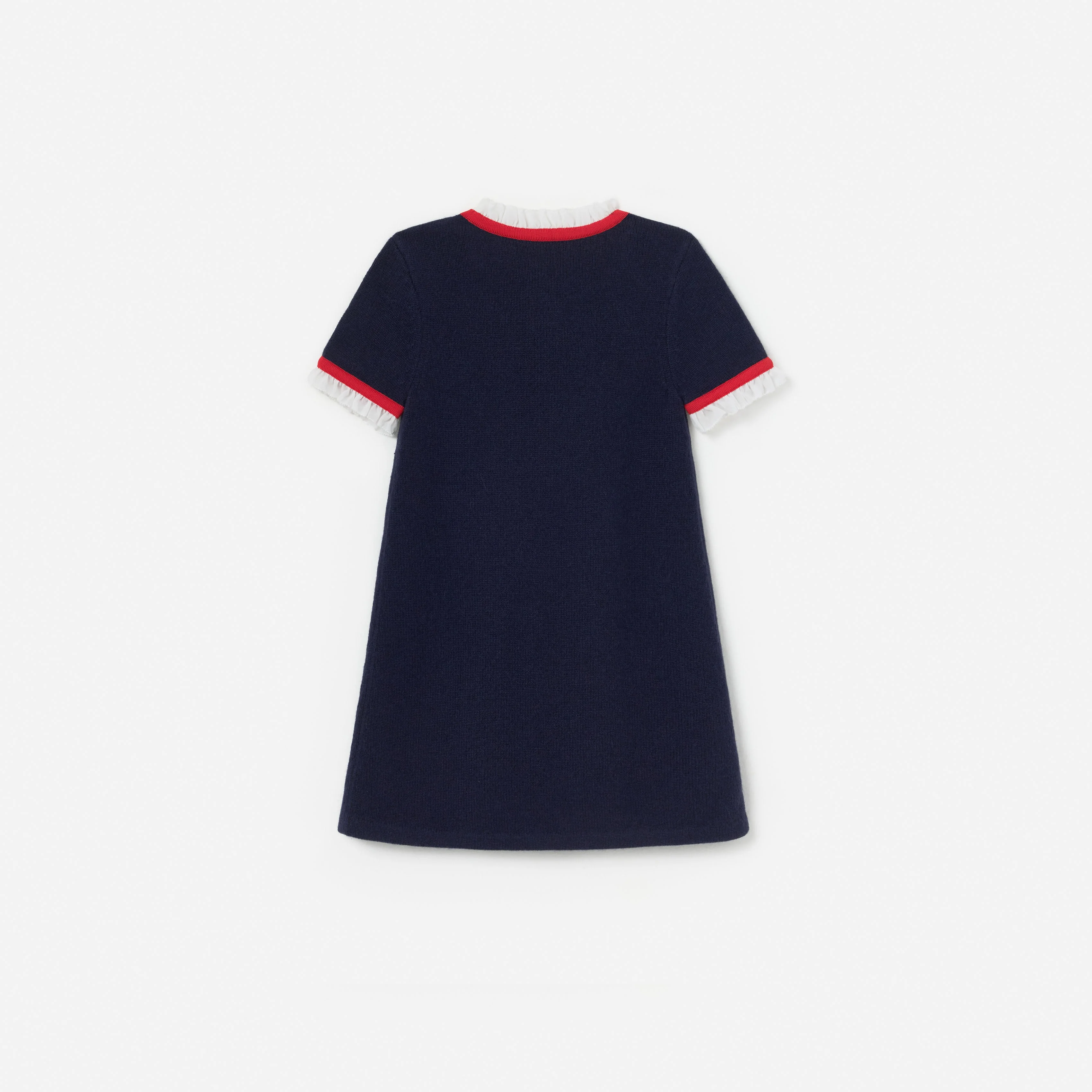 Navy Wool Frill Knit Dress - Image 2