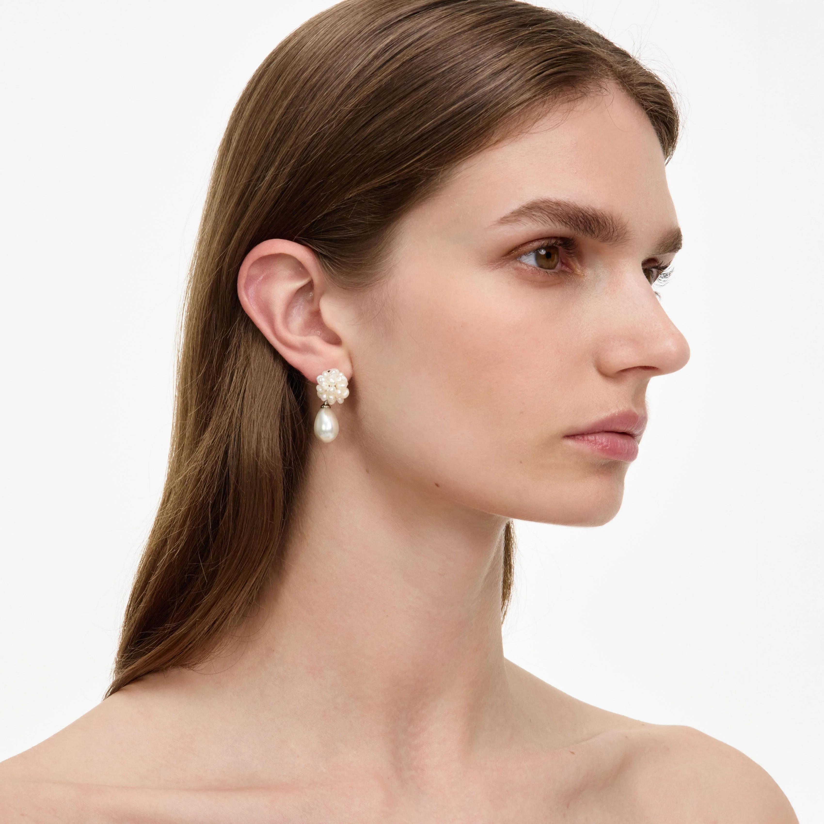 Pearl Cluster Droplet Earring - Image 2