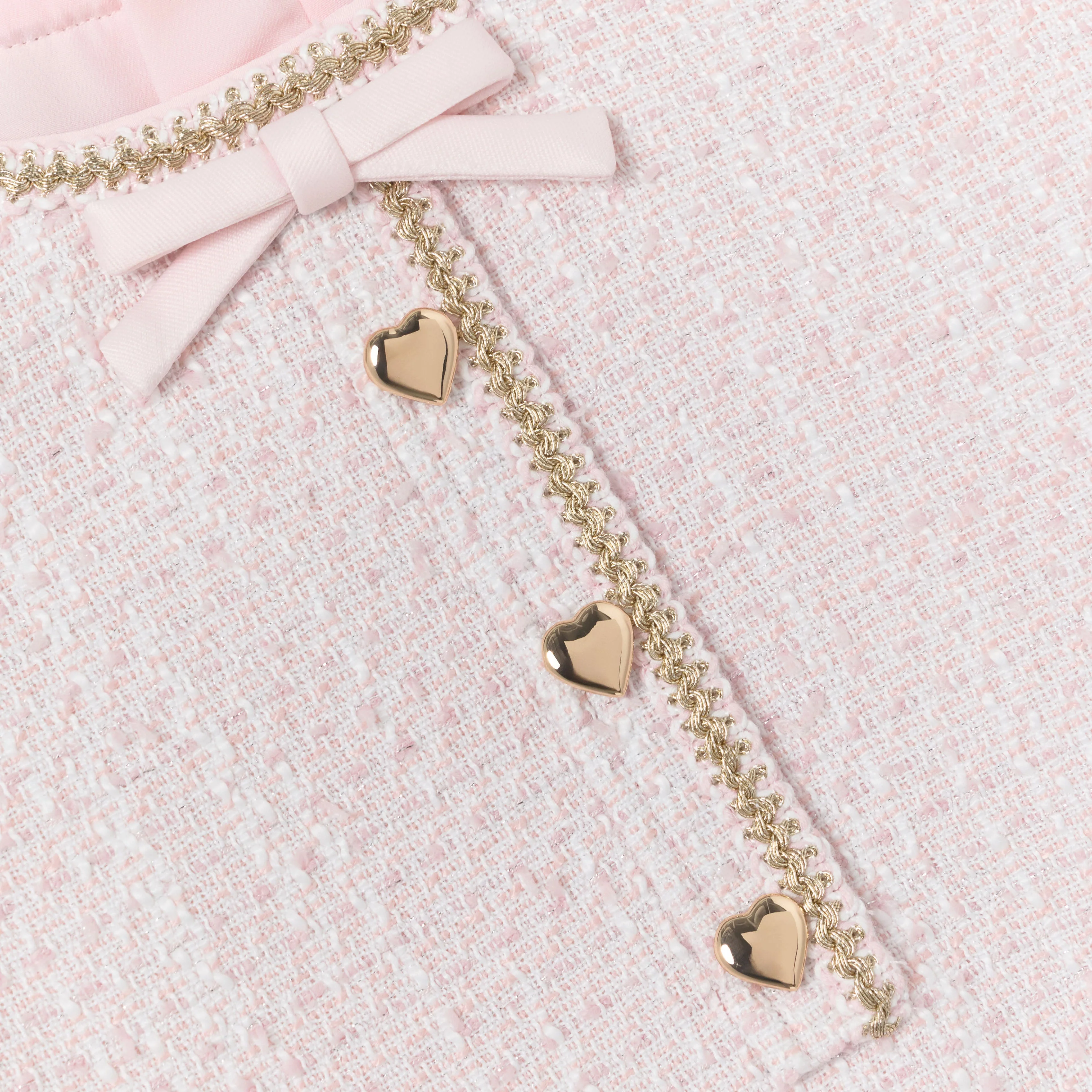 Pink Boucle Braided Trim Dress - Image 3