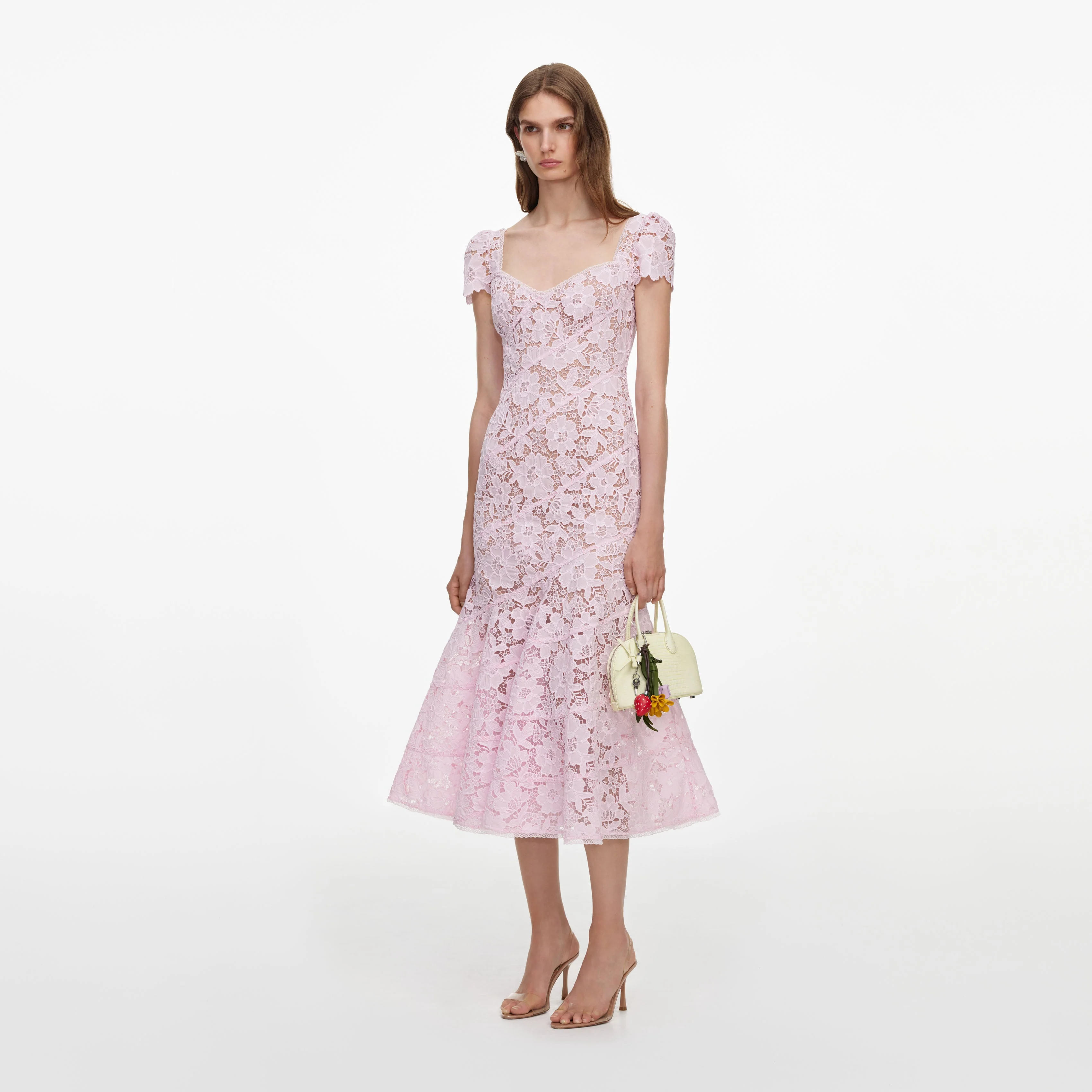 Pink Spiral Lace Midi Dress - Image 2