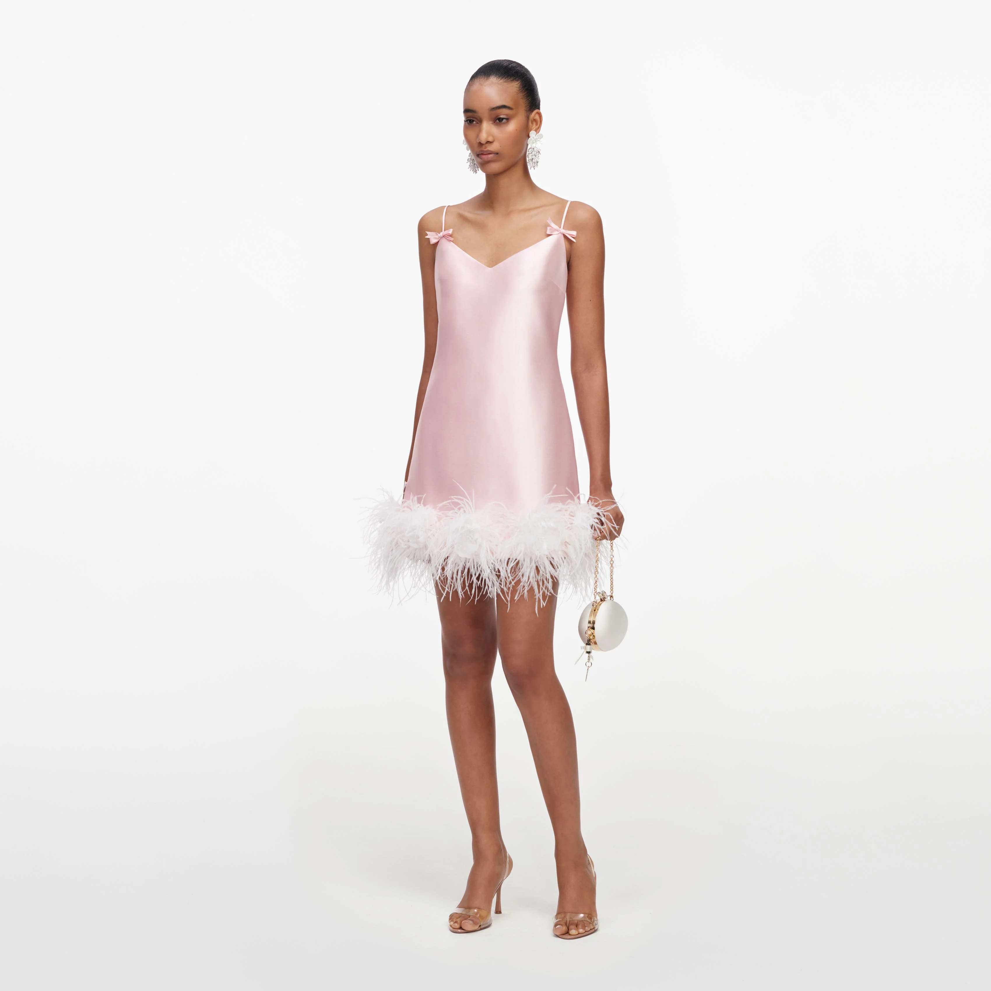 Pink Taffeta Feather Mini Dress - Image 2