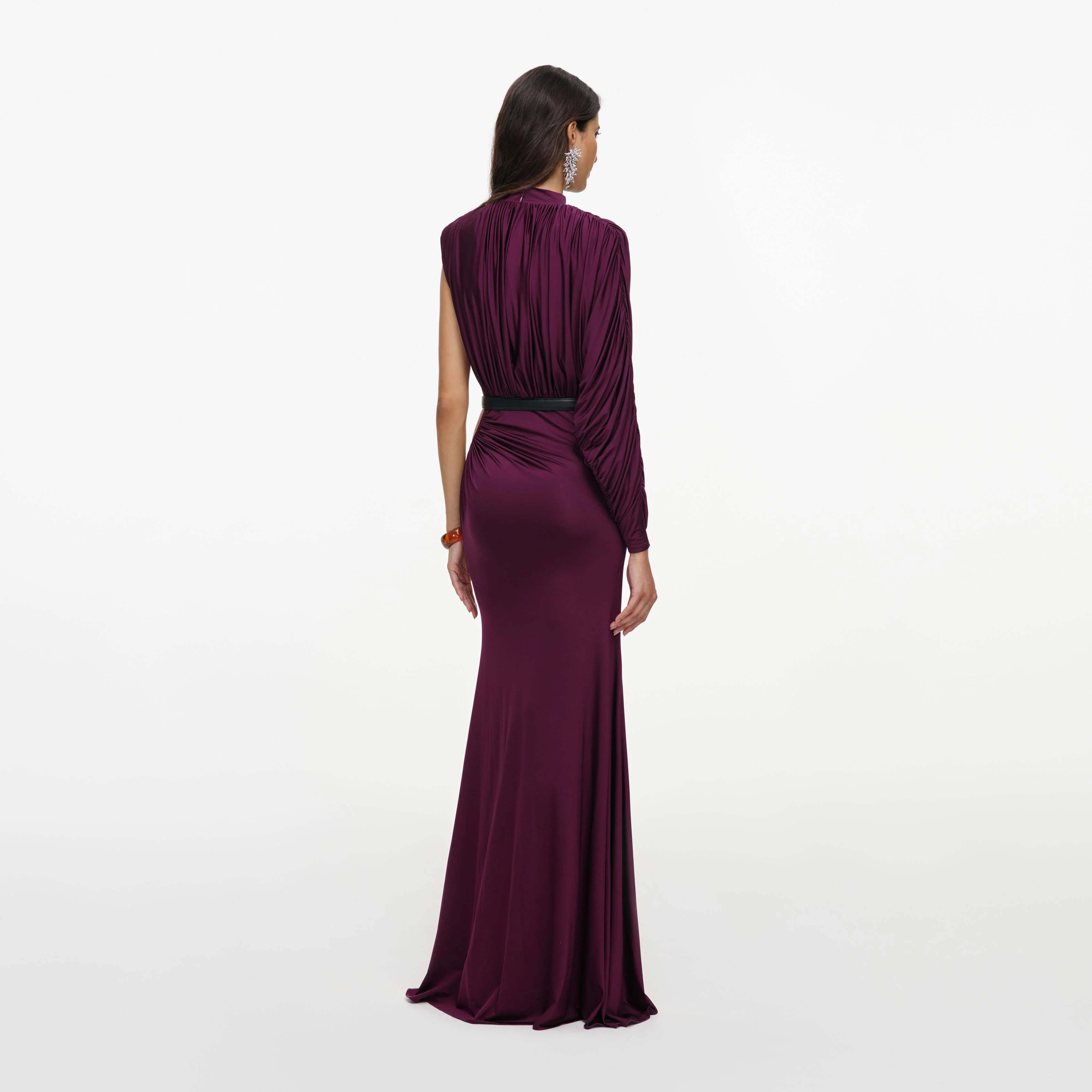 Purple Jersey Draped Maxi Dress - Image 3