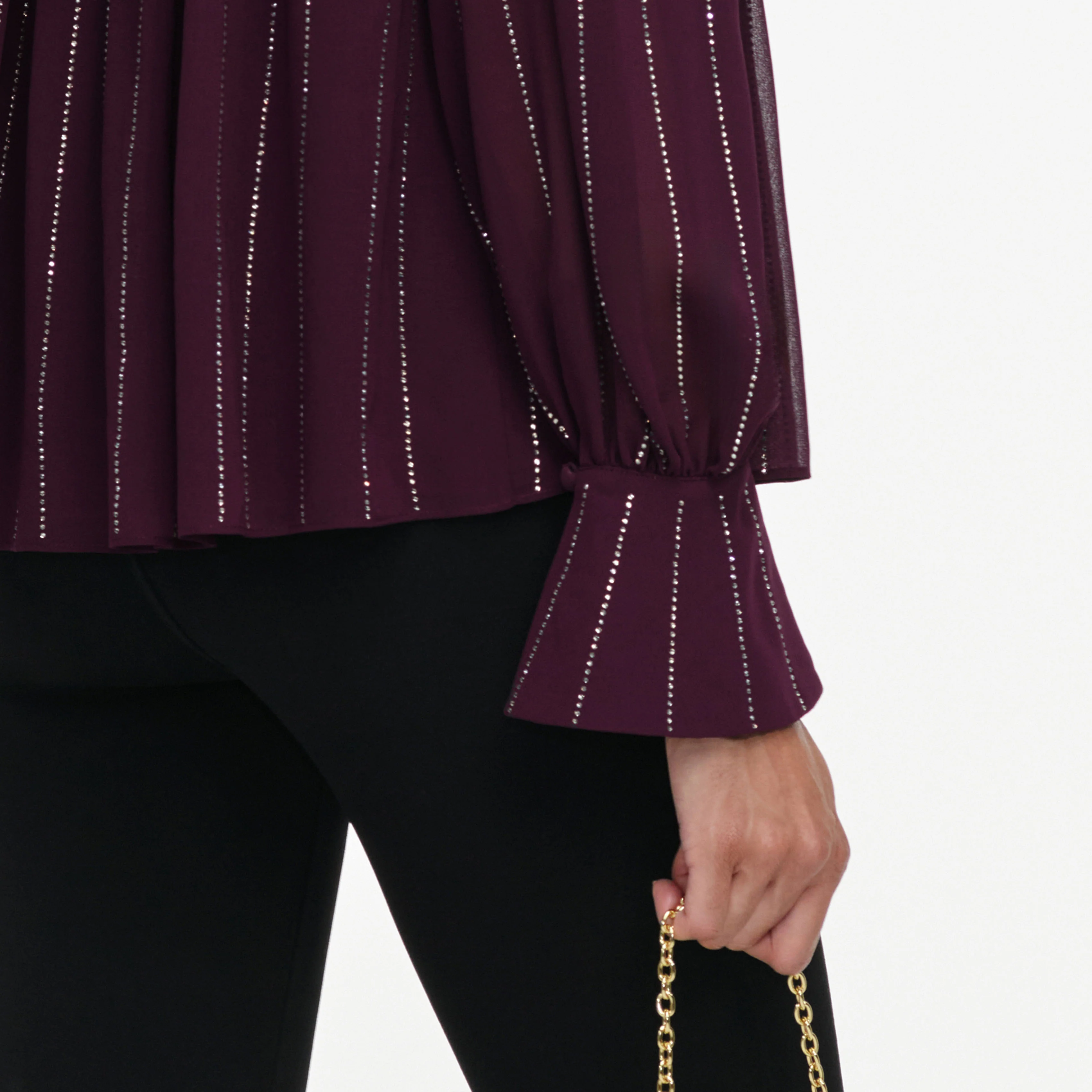 Purple Rhinestone Pinstripe Blouse - Image 5